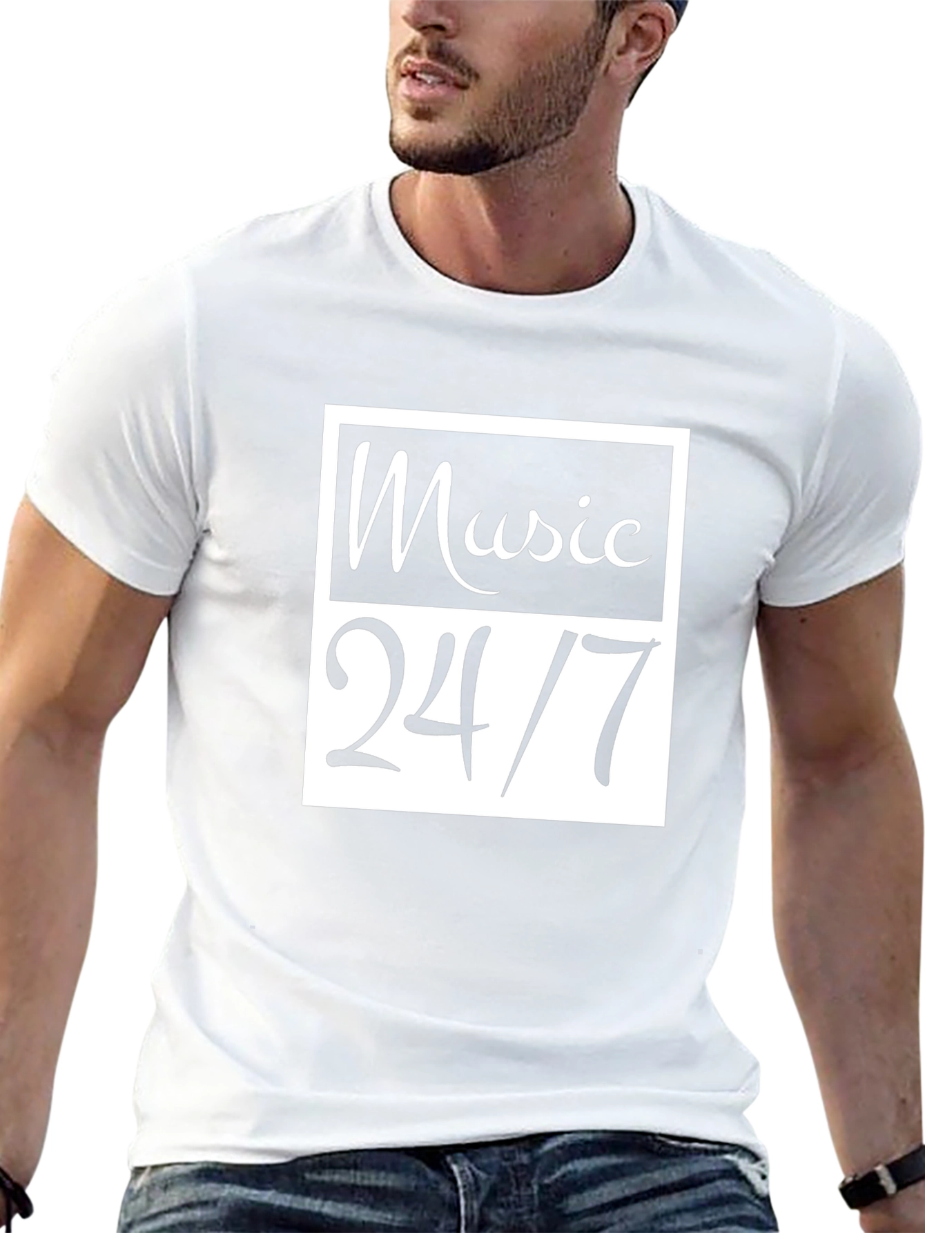 Music 24/7 Graphic Tee - Black Cotton Casual T-Shirt