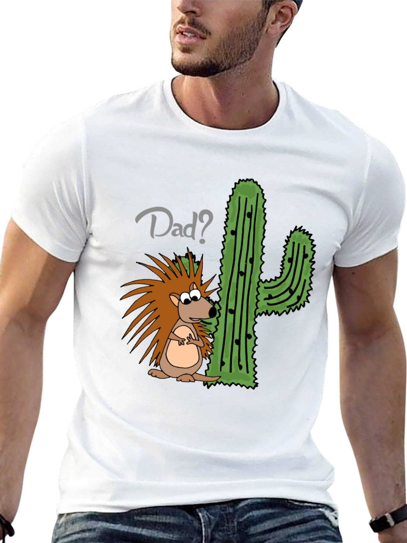 Dad? Hedgehog & Cactus Funny Graphic T-Shirt