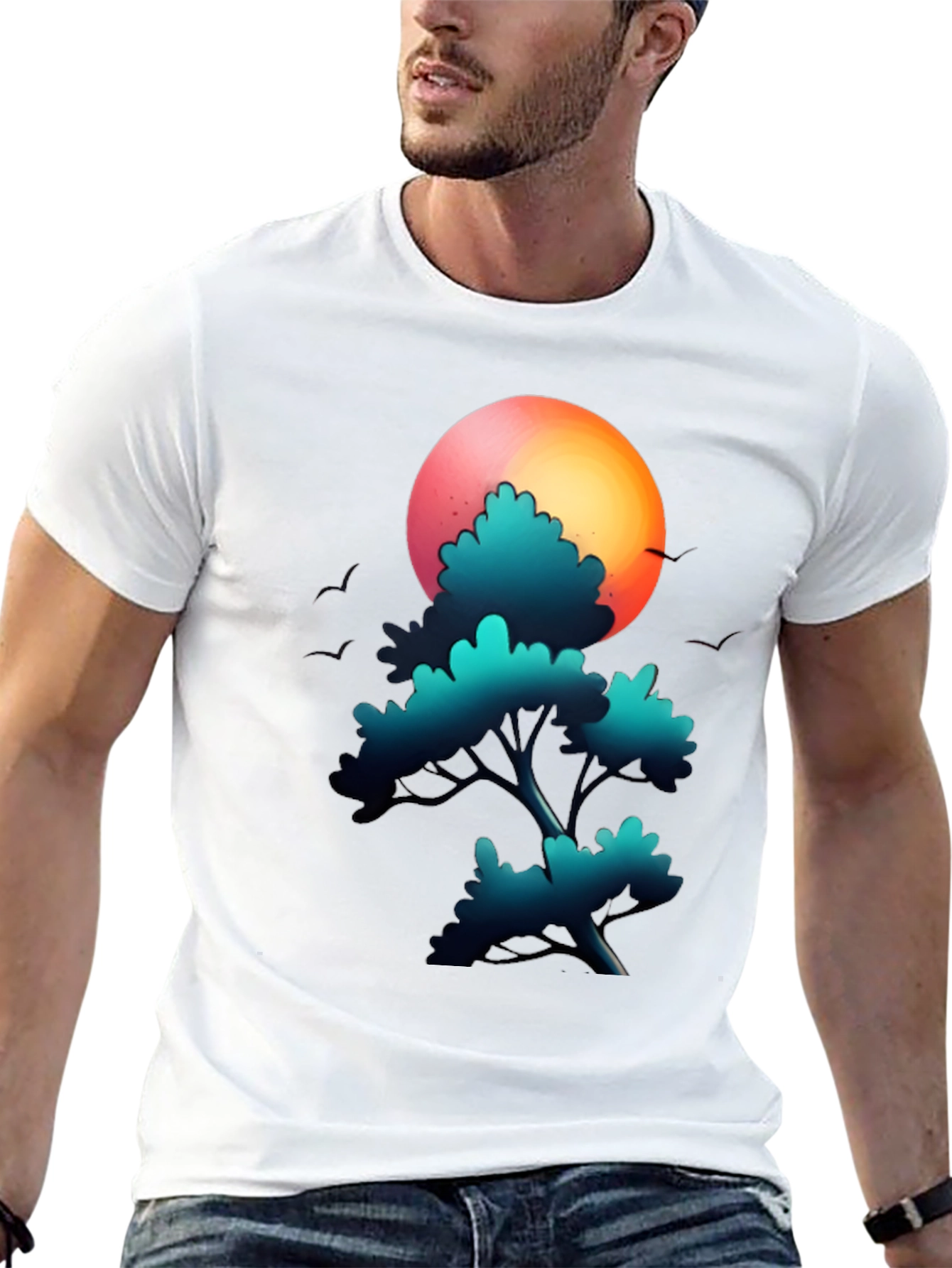 Sunset Tree Graphic Tee - Soft Cotton Blend