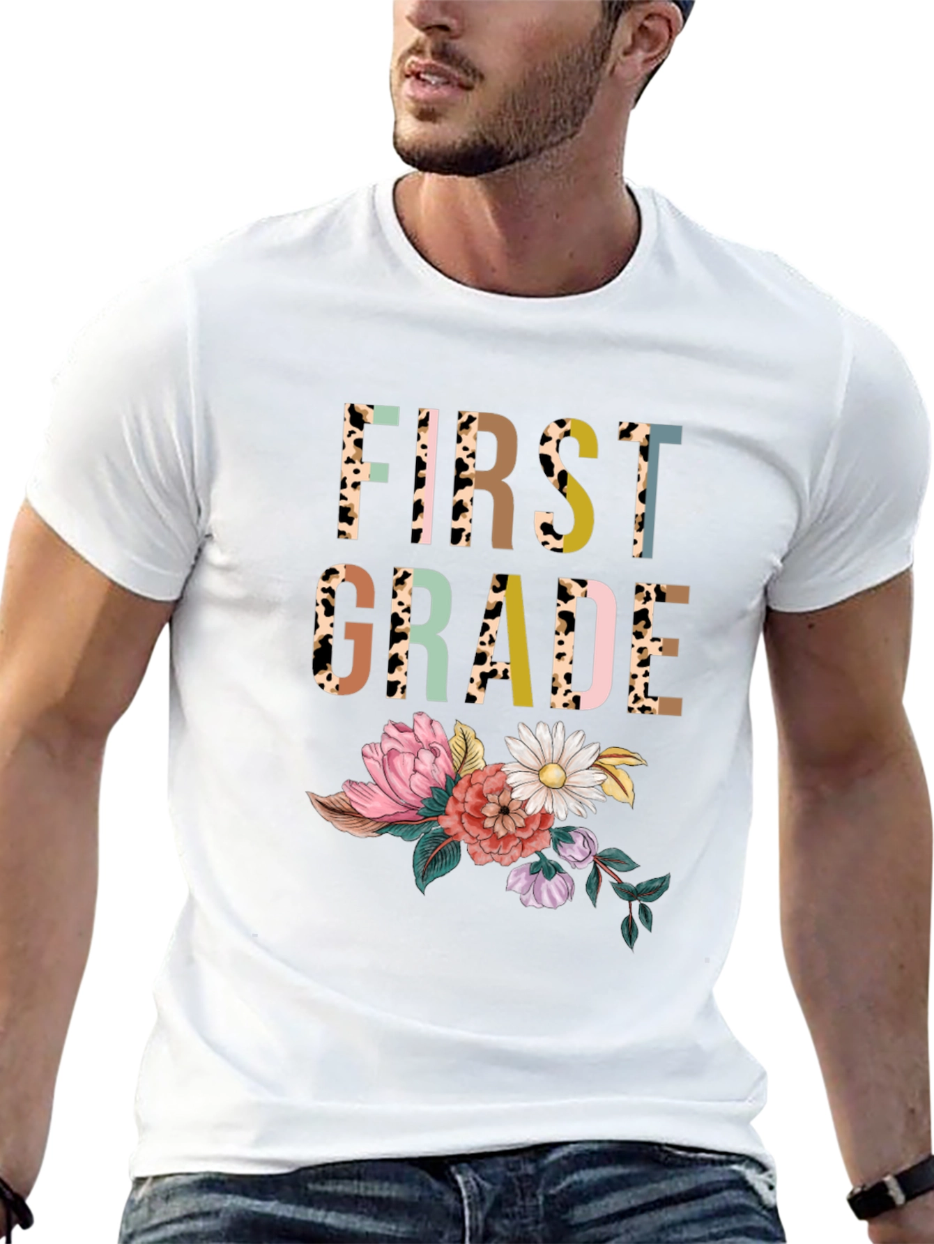 First Grade Floral Print T-Shirt