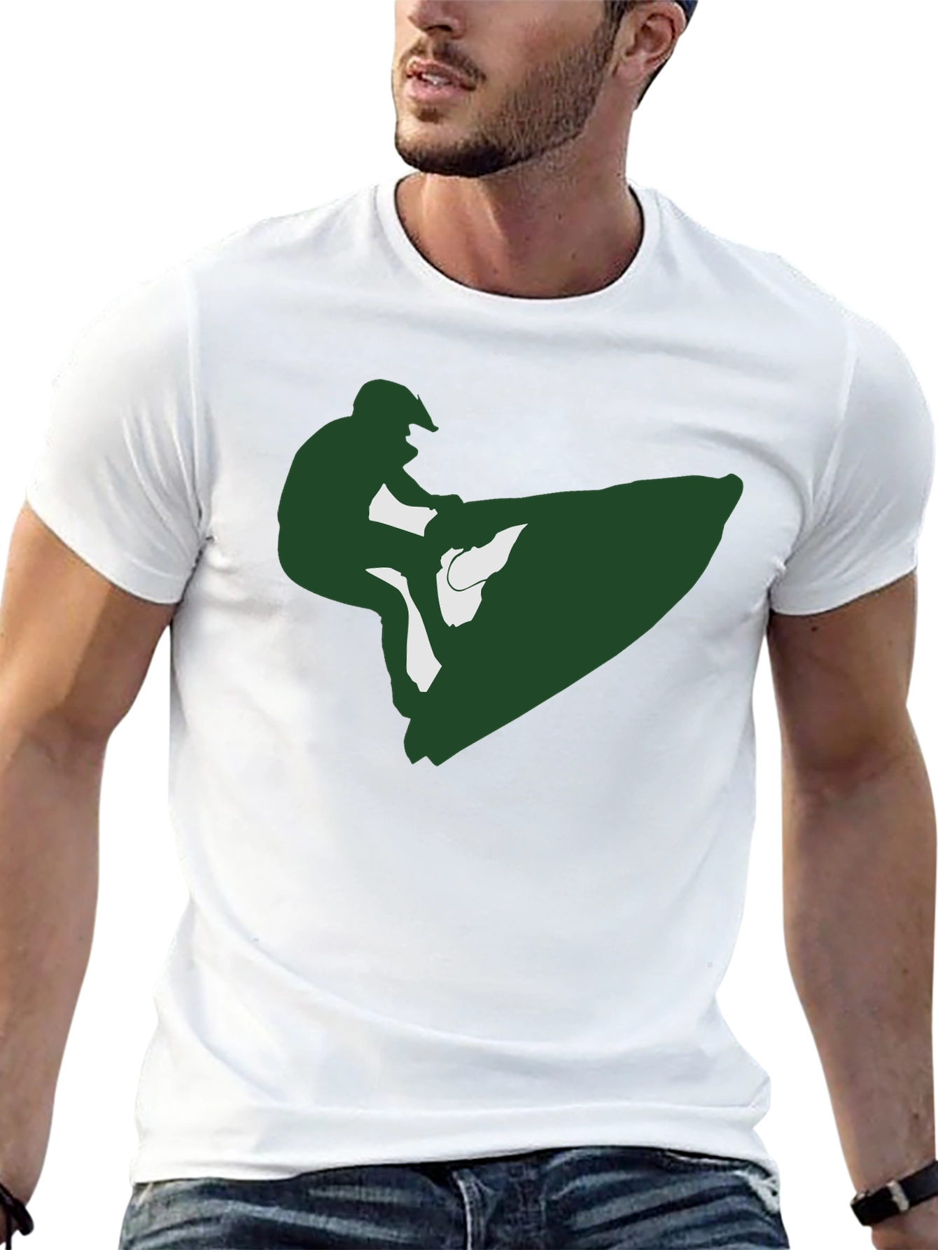Jet Ski Rider Graphic Tee - Black Cotton T-Shirt