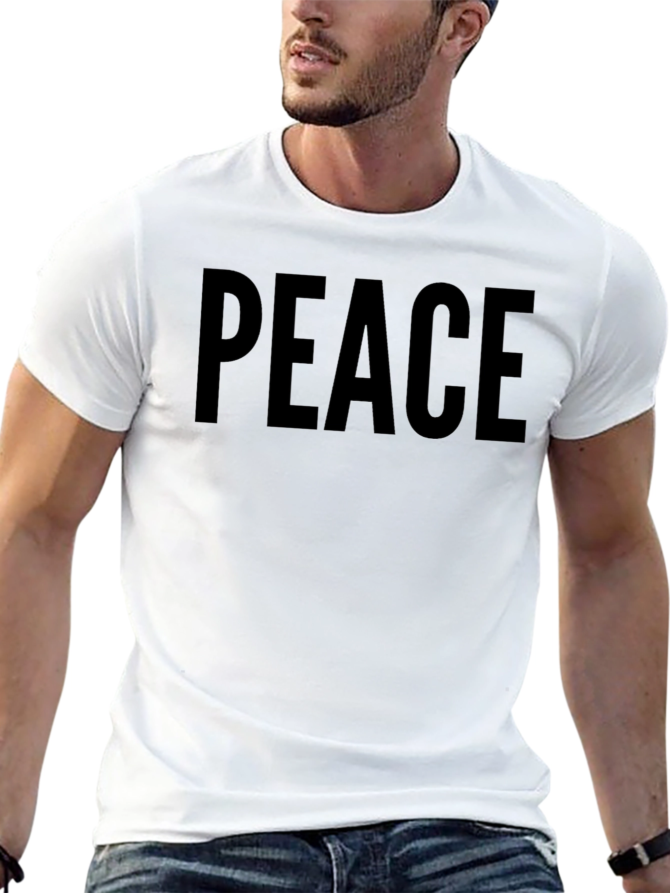 Peace Black T-Shirt Mens Crew Neck Short Sleeve