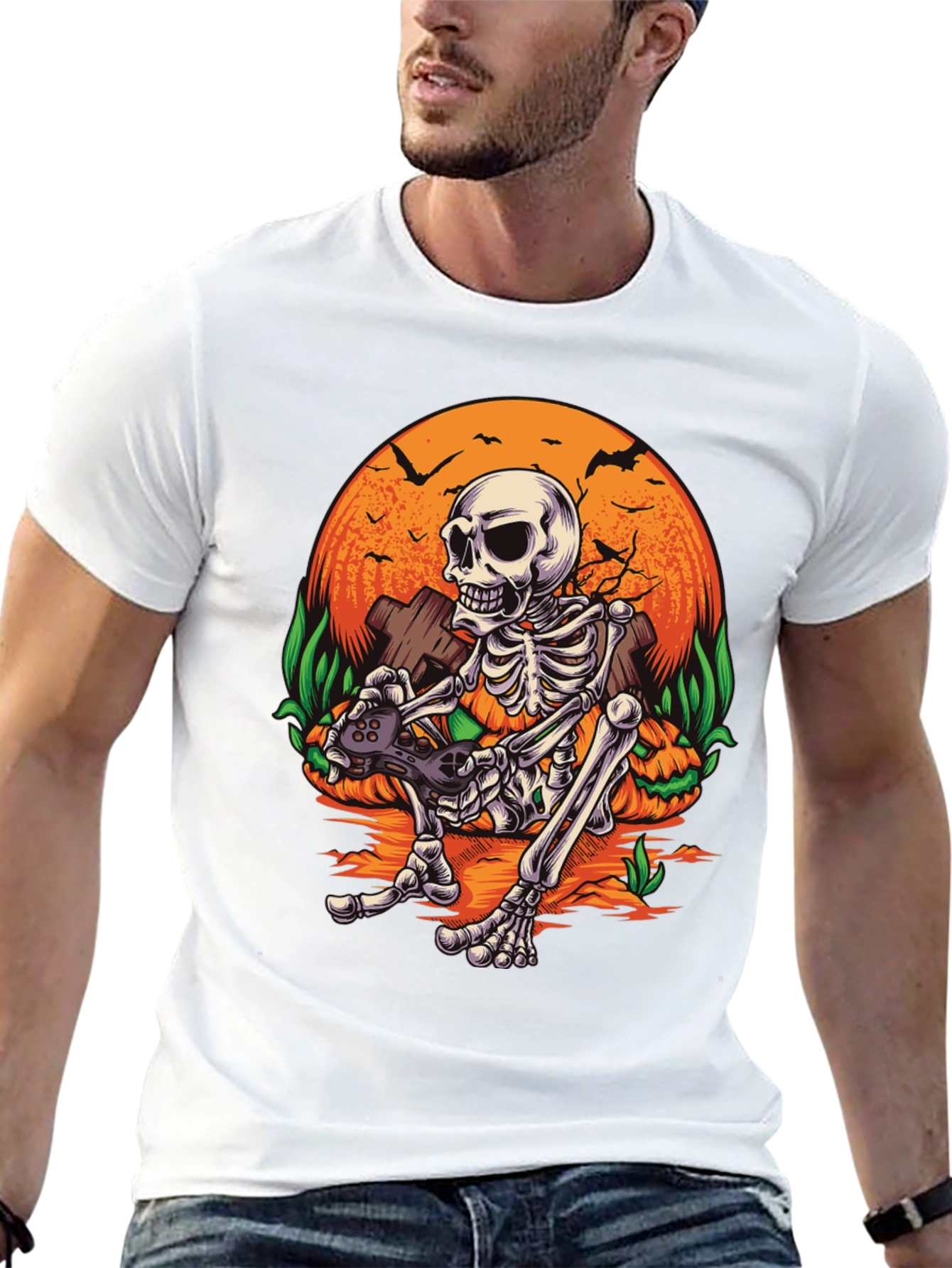 Gamer Skeleton Halloween T-Shirt
