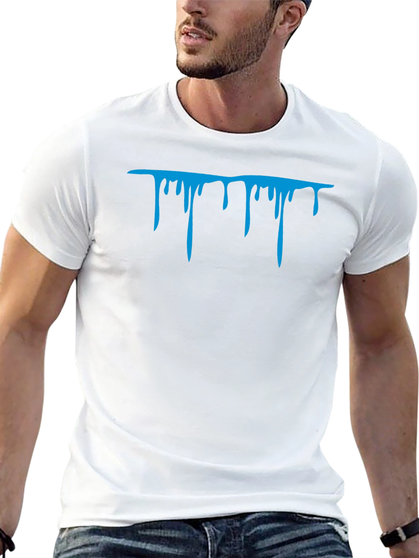 Blue Drip Graphic Black T-Shirt