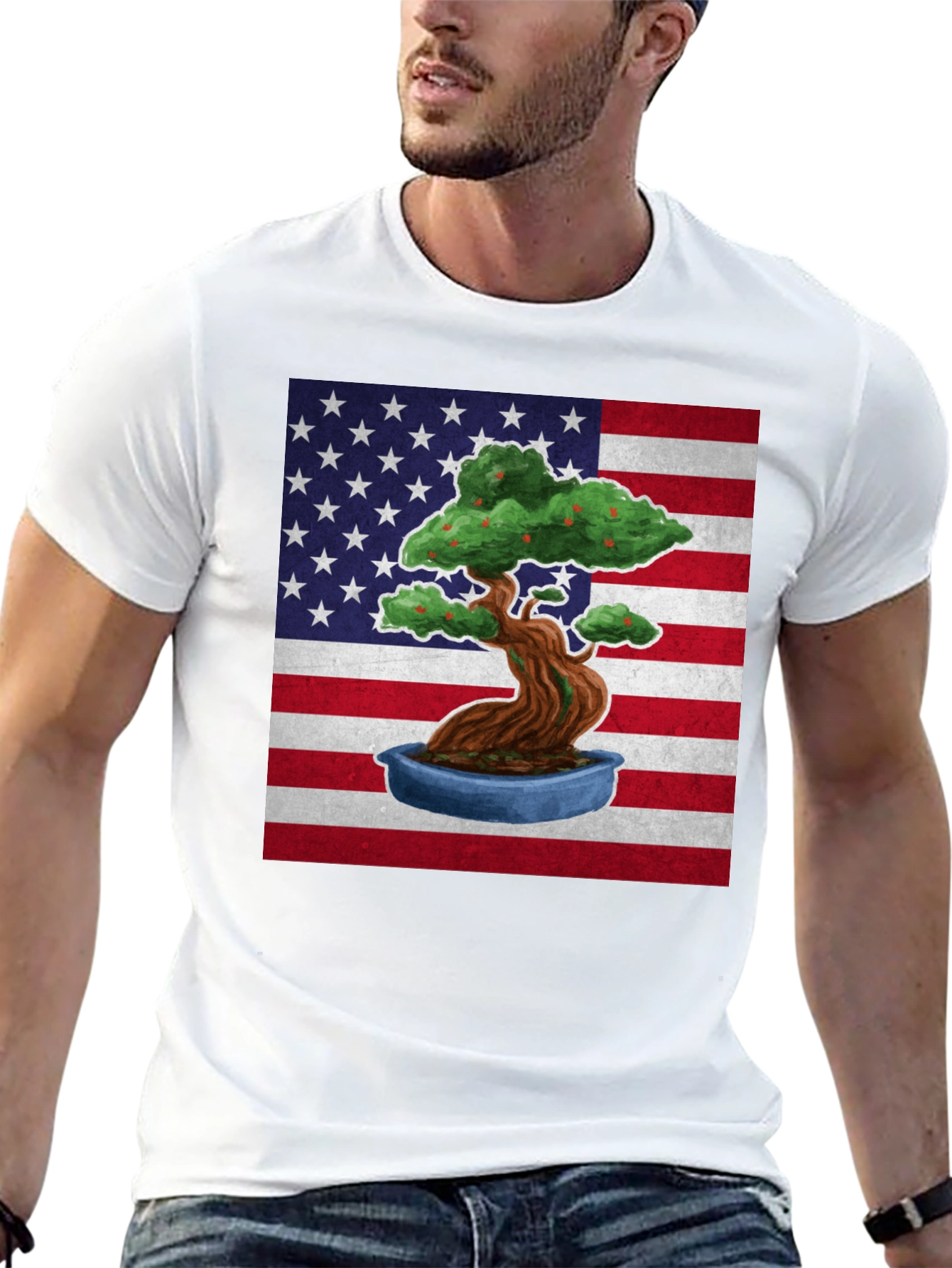 American Bonsai T-Shirt - USA Flag Design