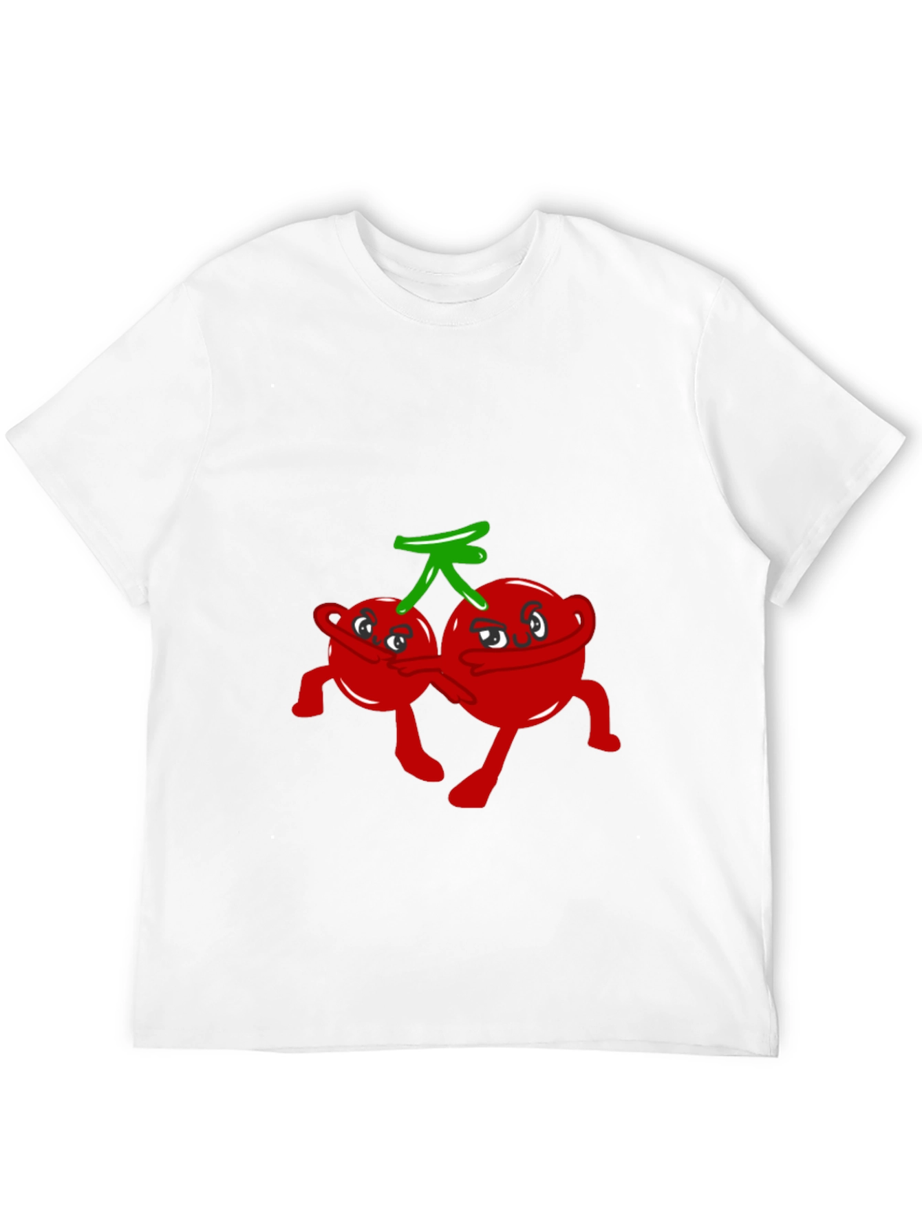 Funny Cartoon Cherry Graphic Tee - Black