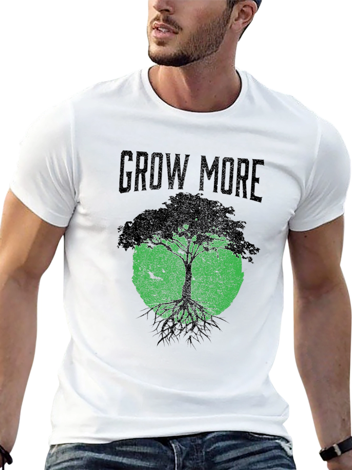 Grow More Tree Graphic T-Shirt - Black