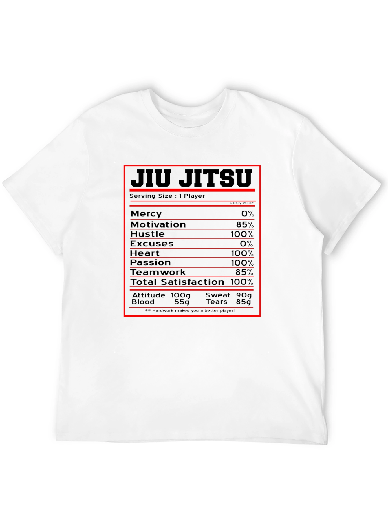 Jiu Jitsu Nutritional Facts Graphic T-Shirt