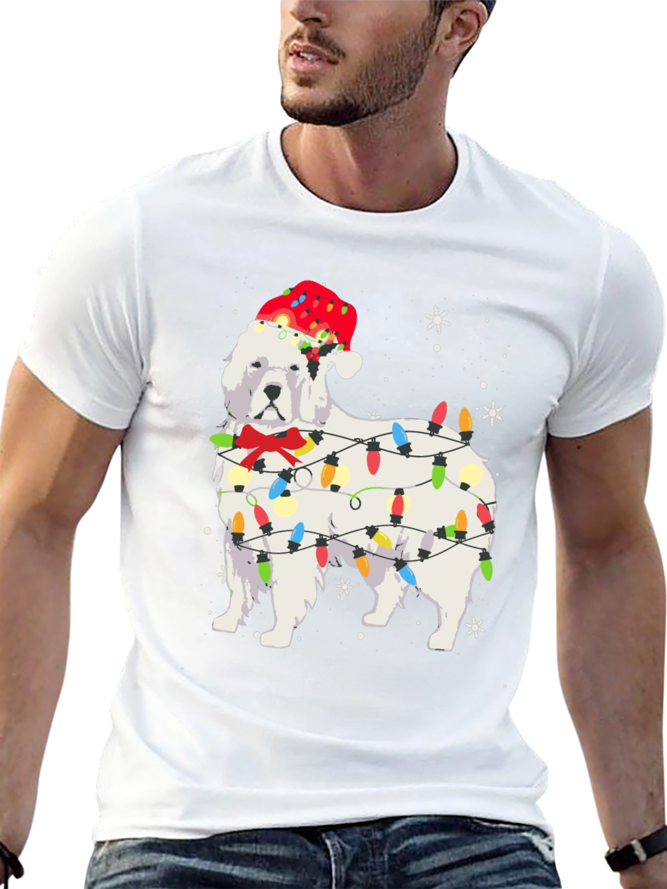 Festive Dog Christmas Lights T-Shirt