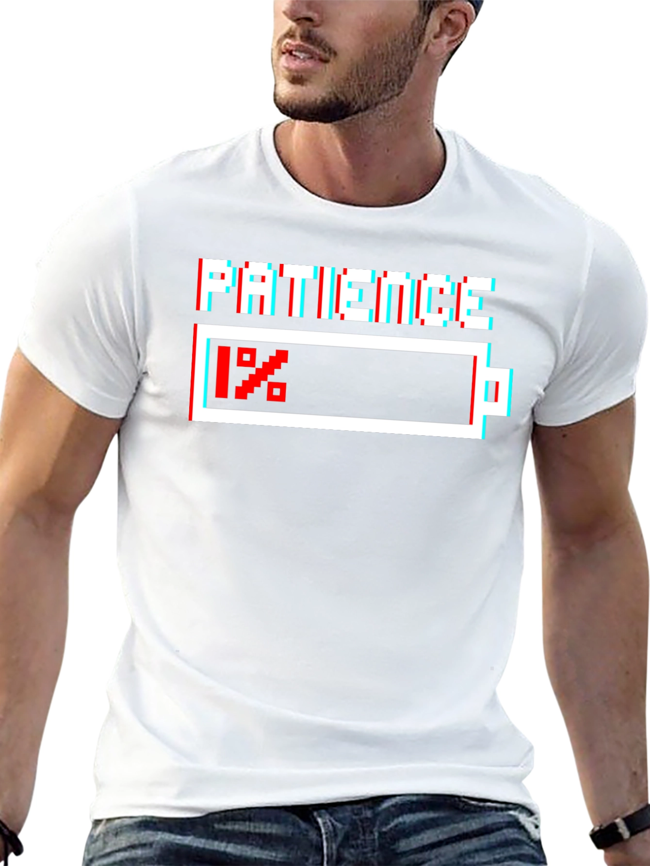 Patience 1% Battery Black Graphic T-Shirt