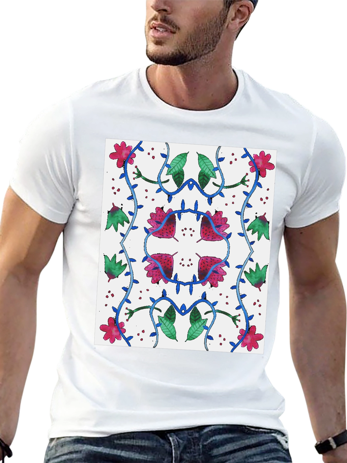 Floral Patterned Graphic Tee - Nature Inspired Design