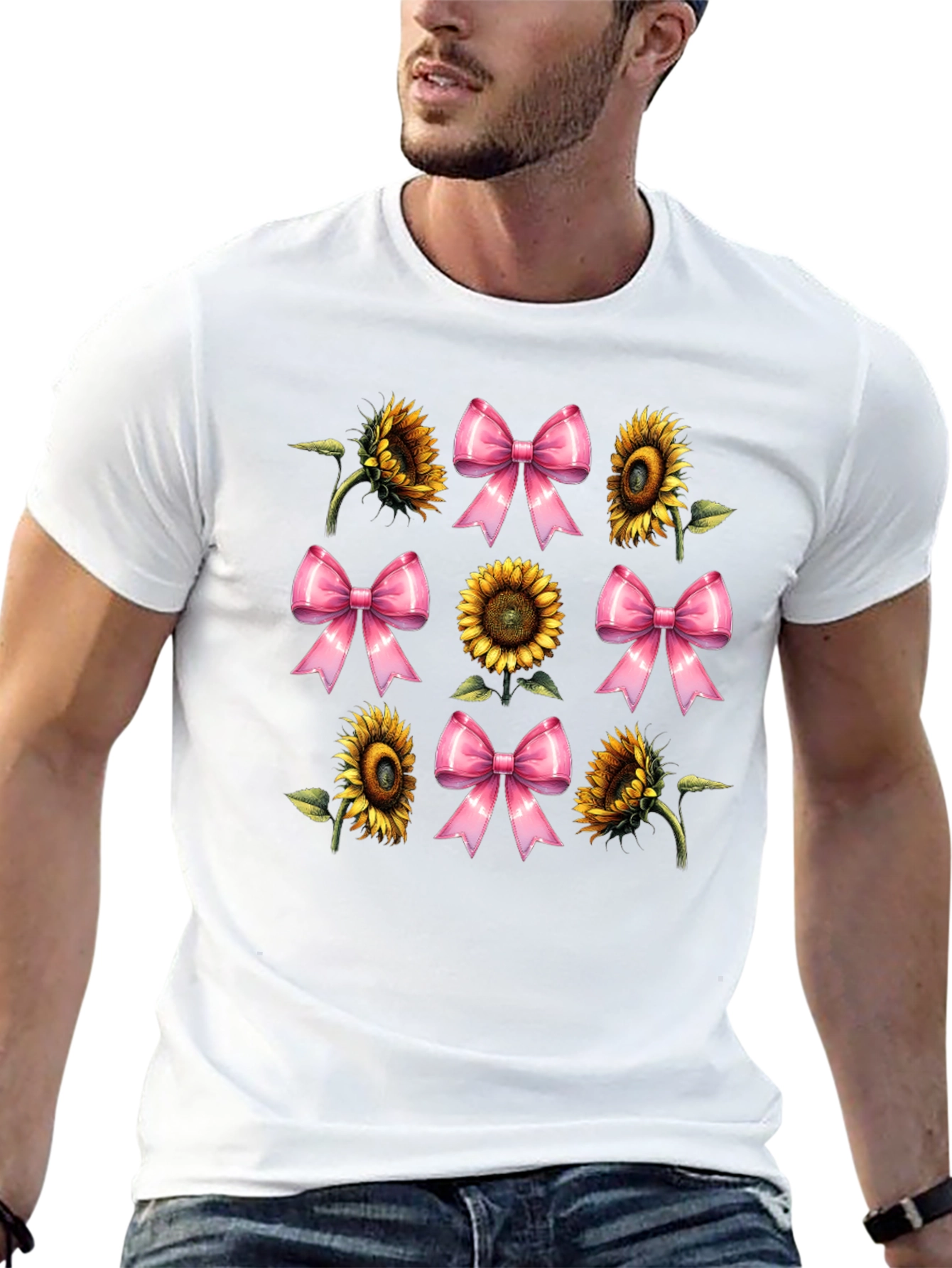 Sunflower & Bow Graphic T-Shirt