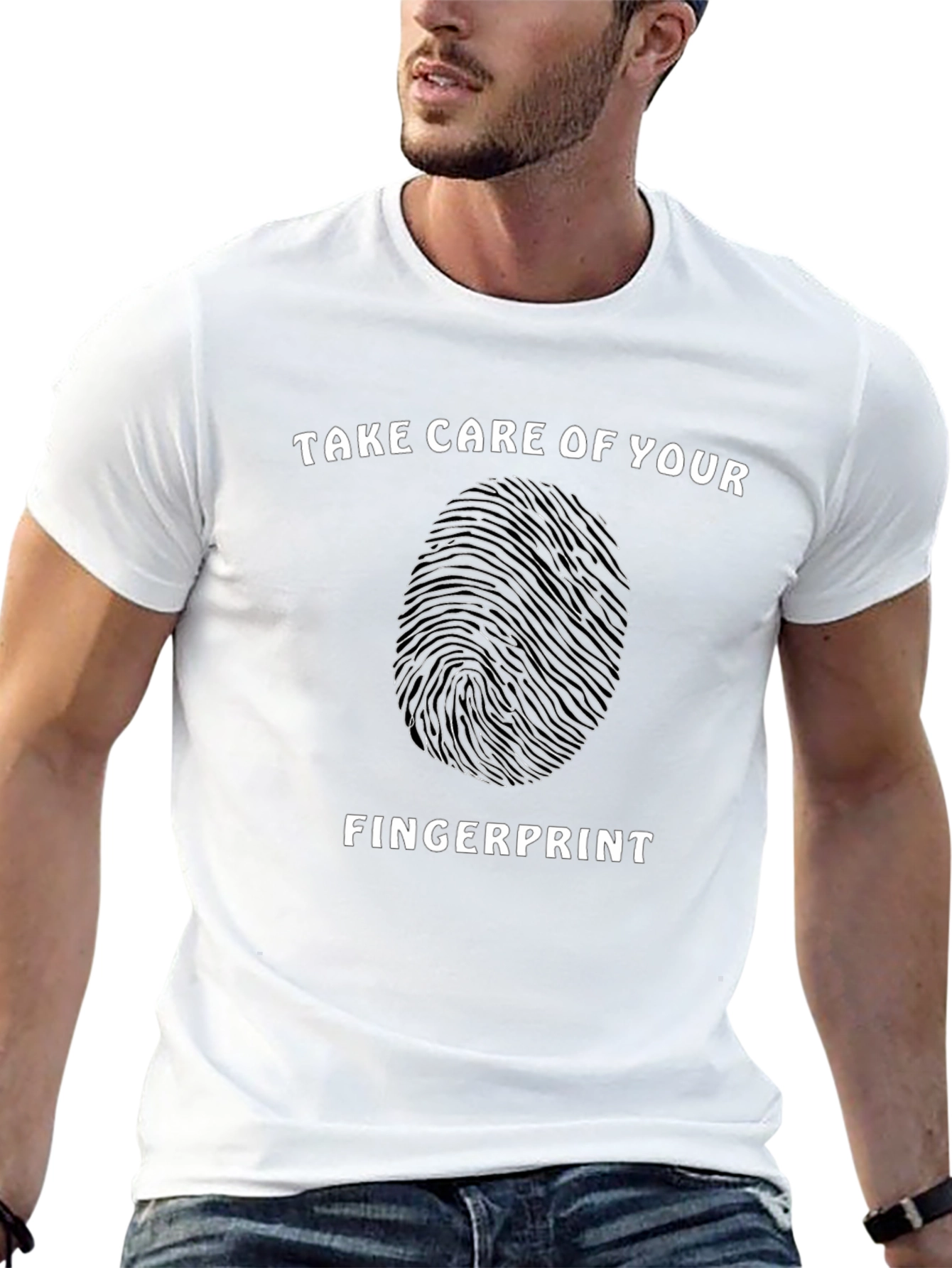 Take Care of Your Fingerprint Black T-Shirt