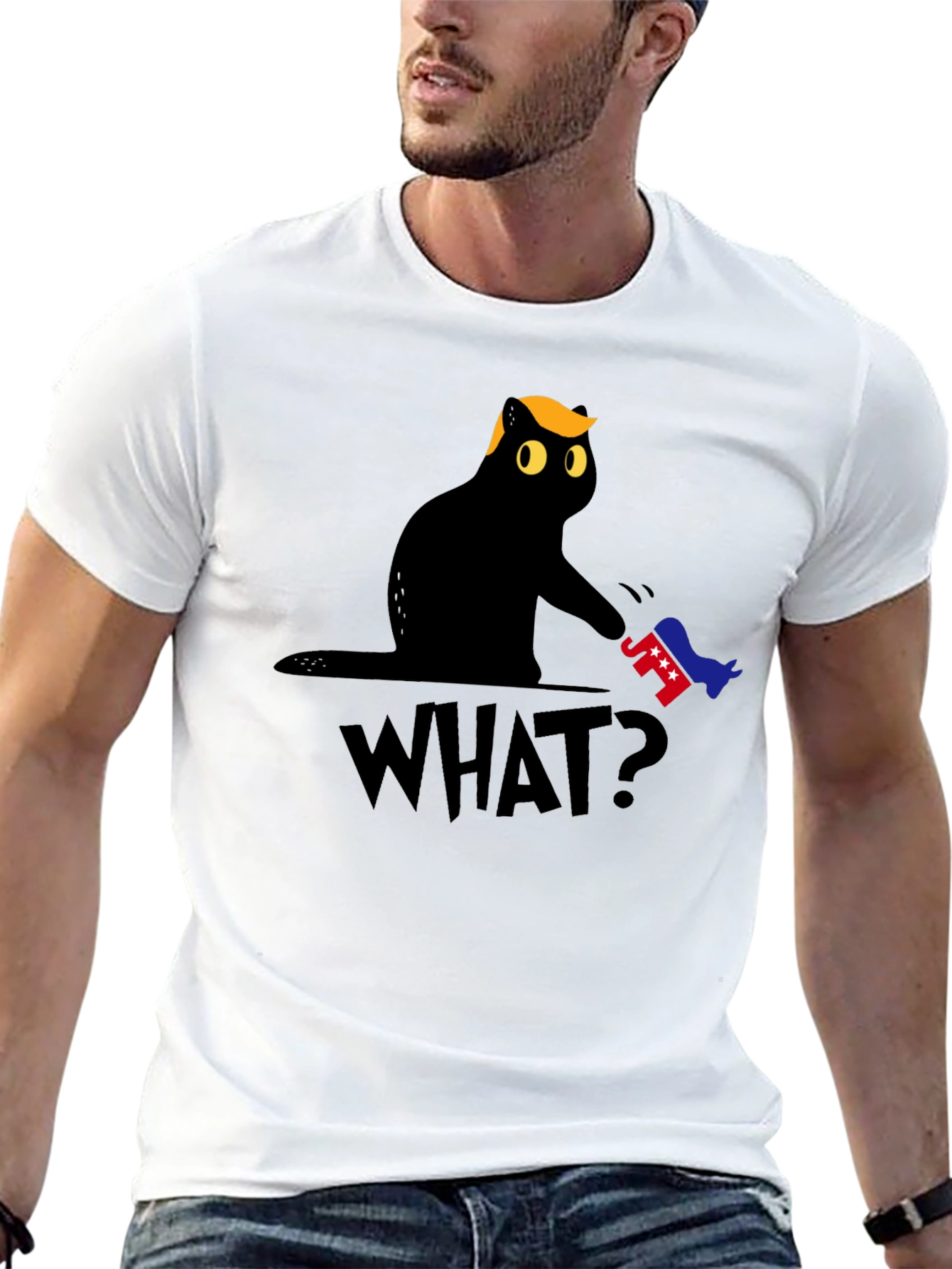 Political Cat Humor T-Shirt - WHAT?