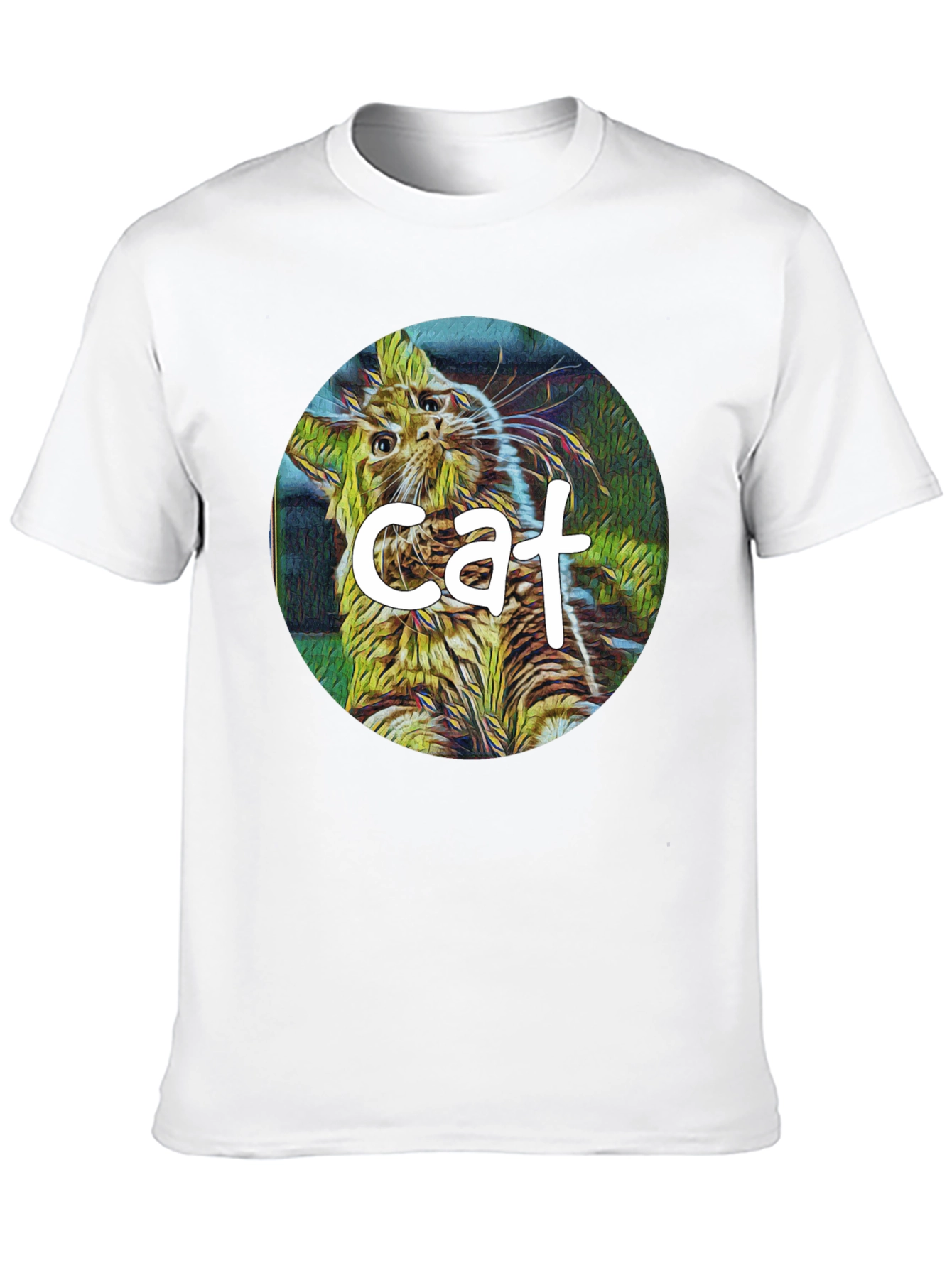 Cat Graphic Black T-Shirt - Artistic Design