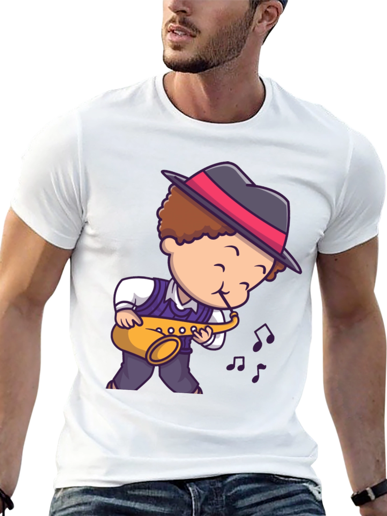 Cartoon Jazz Saxophone Player T-Shirt