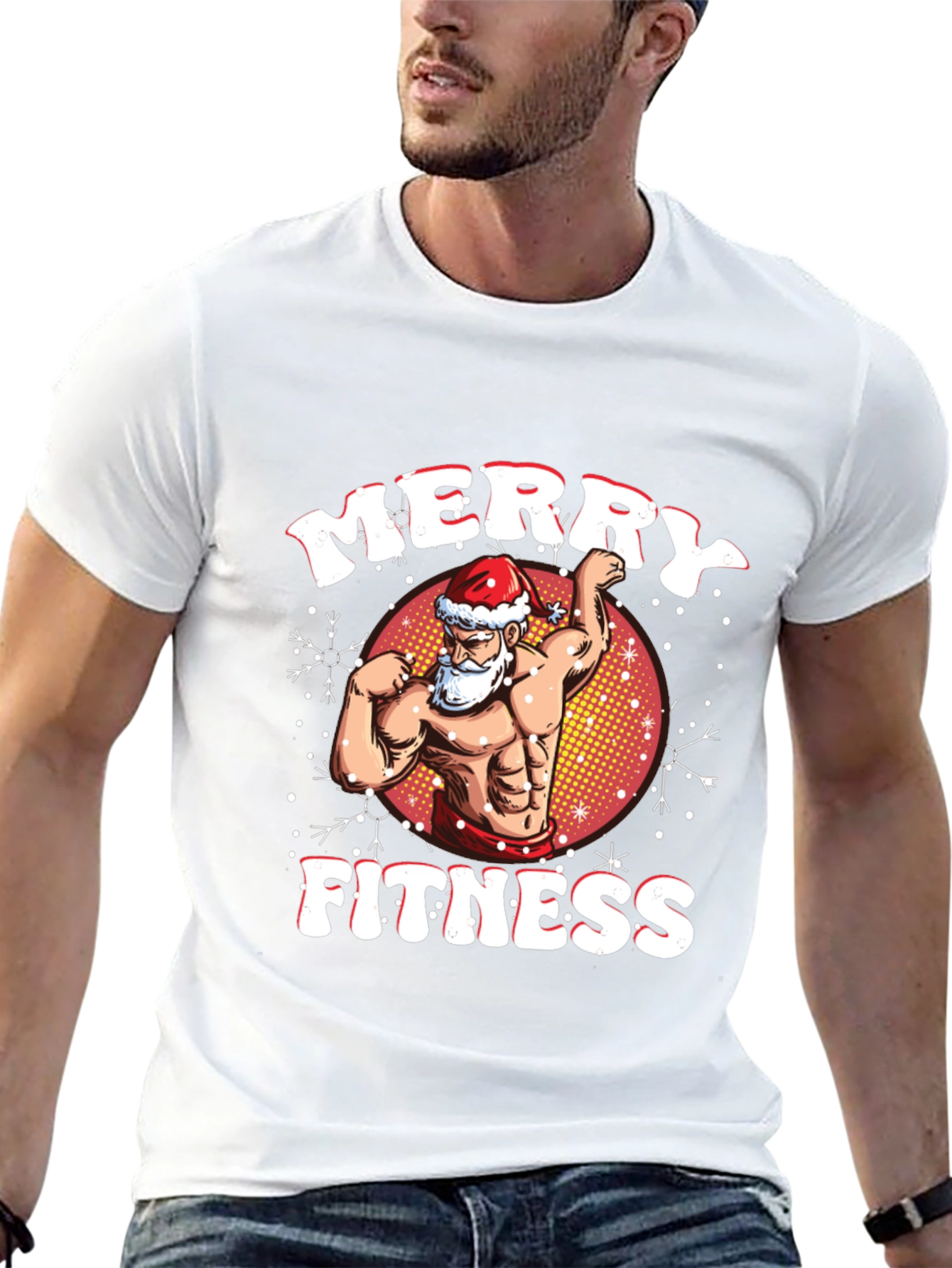 Merry Fitness Santa T-Shirt - Holiday Gym Wear