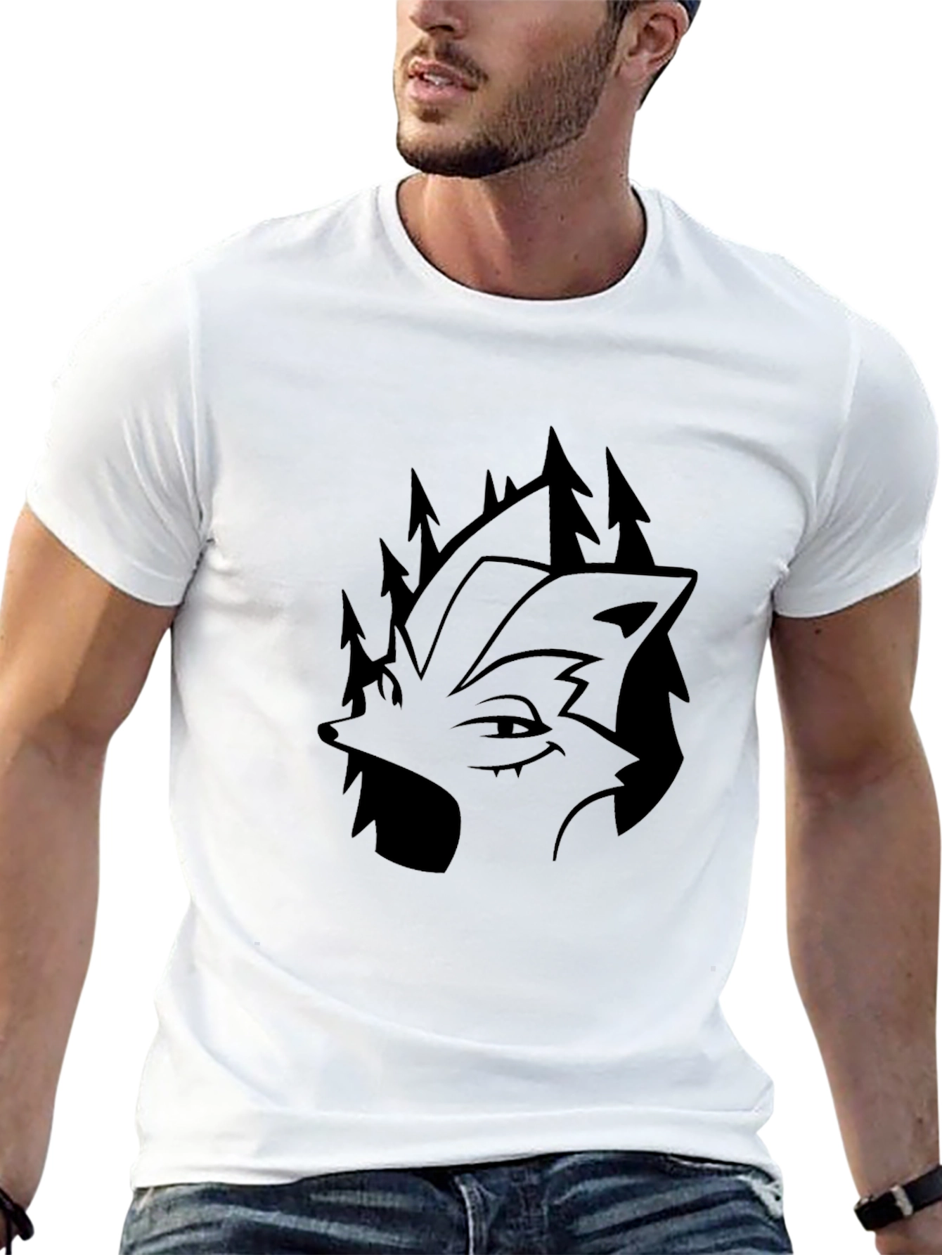 Black Wolf & Forest Graphic Tee