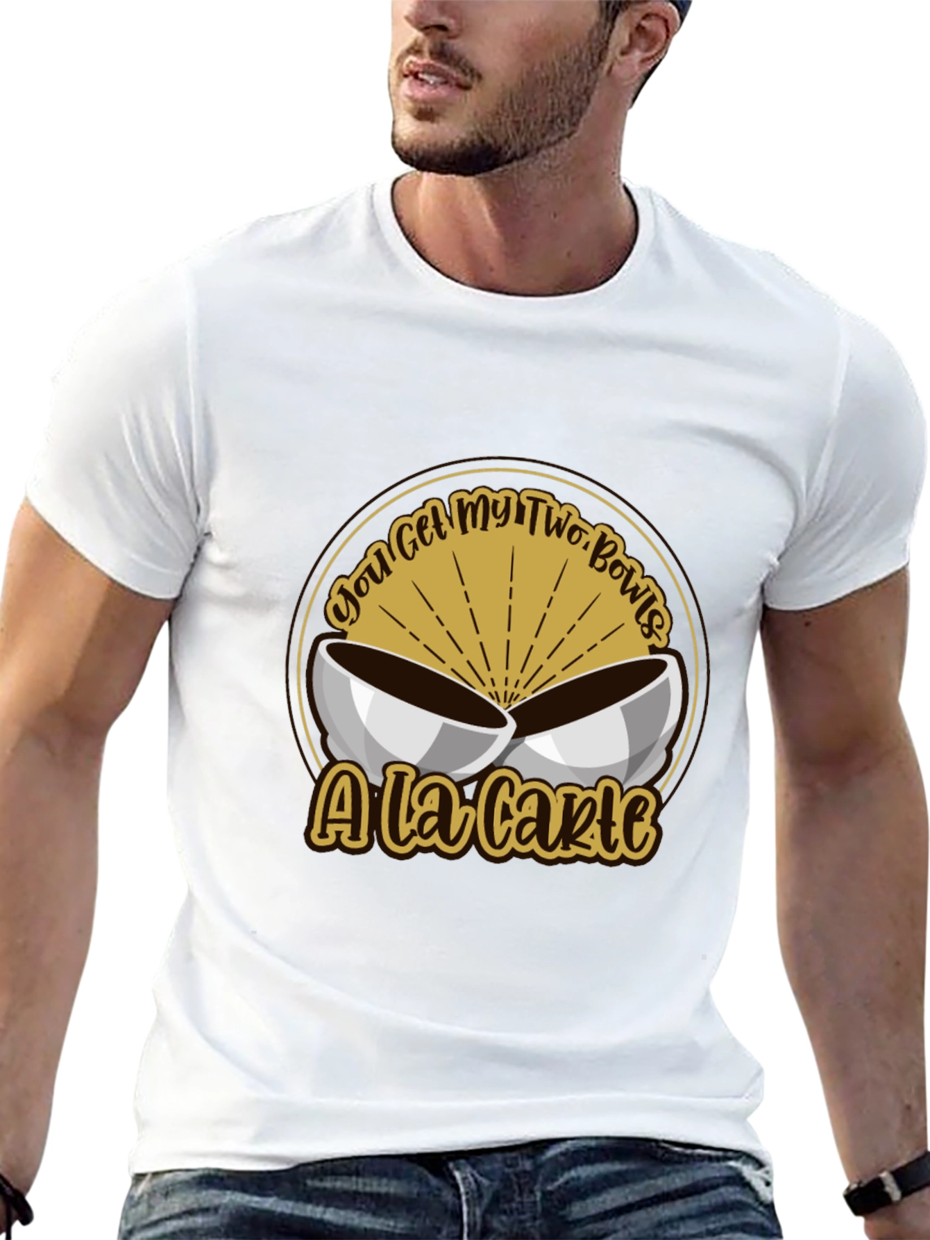 Humorous Two Bowls Graphic T-Shirt