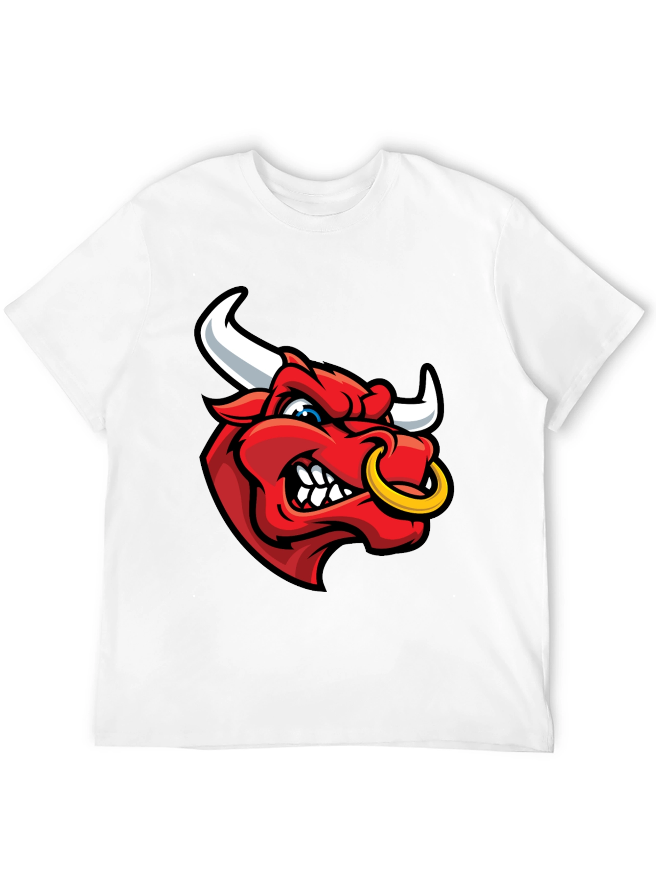 Mens Black T-Shirt with Red Bull Graphic