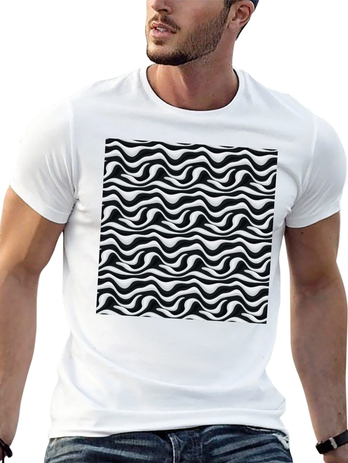 Abstract Wave Black T-Shirt