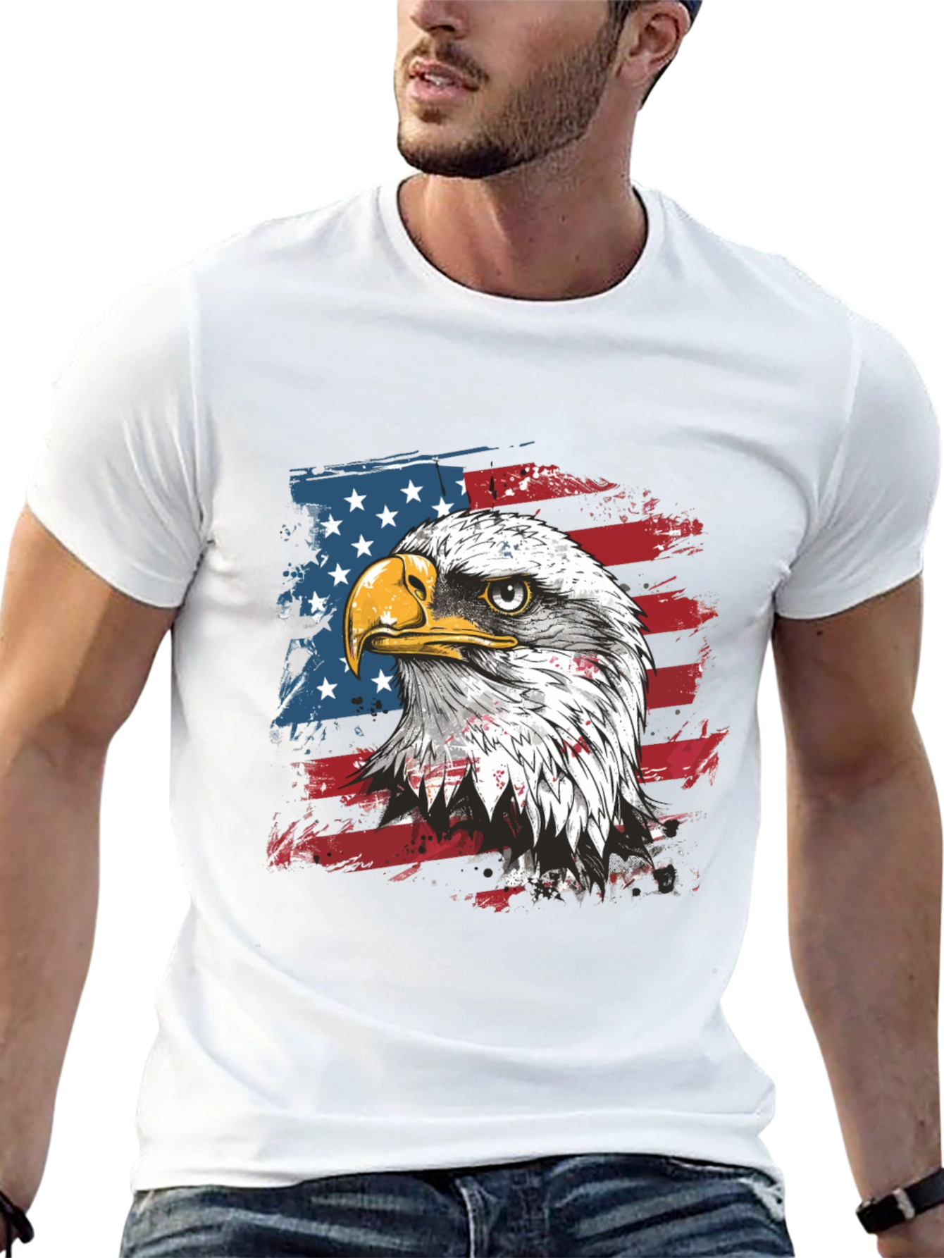 American Eagle Flag Graphic Tee - Patriotic Style