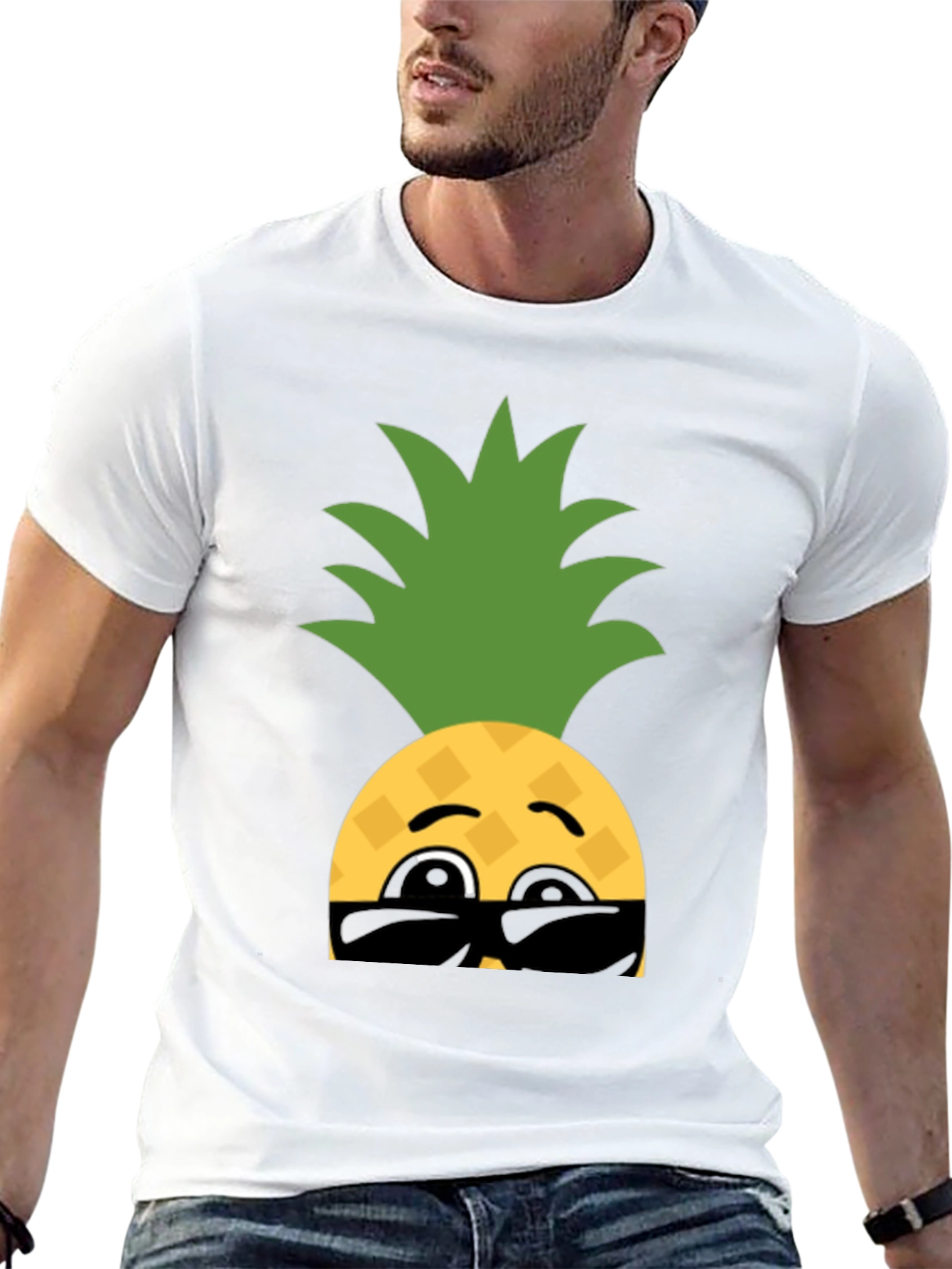 Cool Pineapple Emoji Graphic T-Shirt