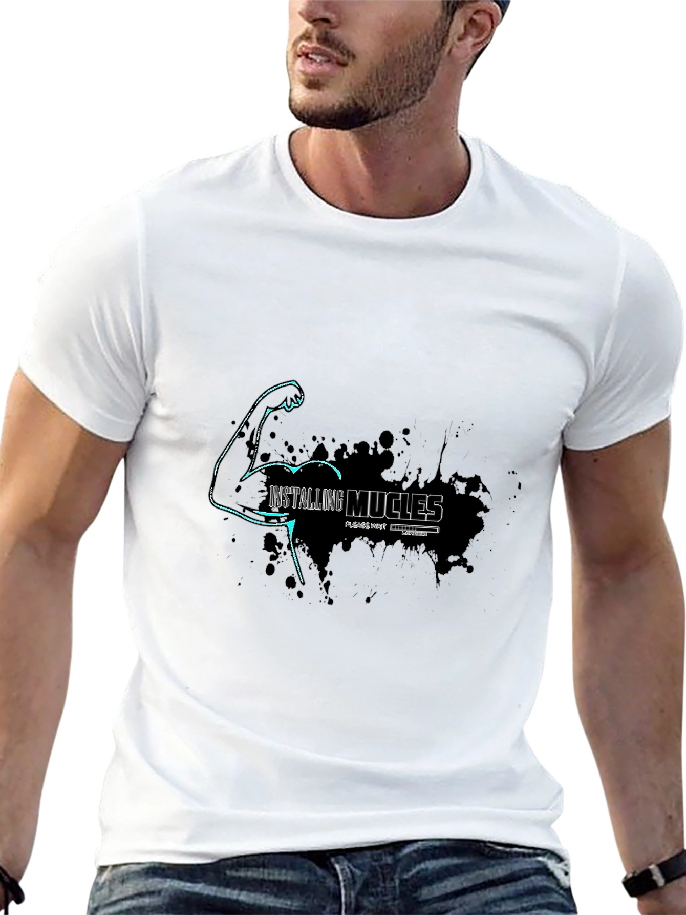 Installing Muscles T-Shirt: Humorous Fitness Graphic Tee