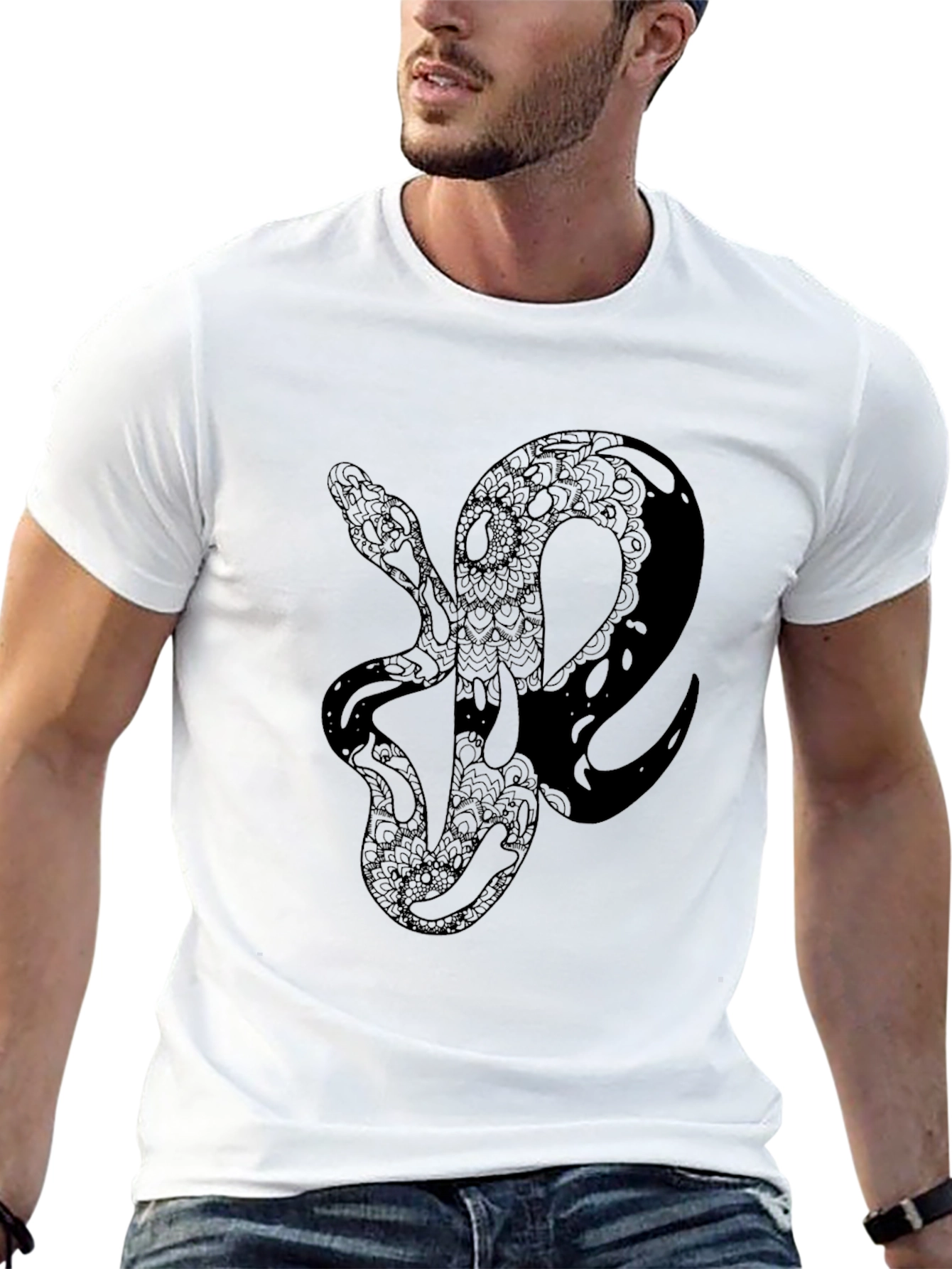 Snake Graphic Black T-Shirt - Unique Serpent Design