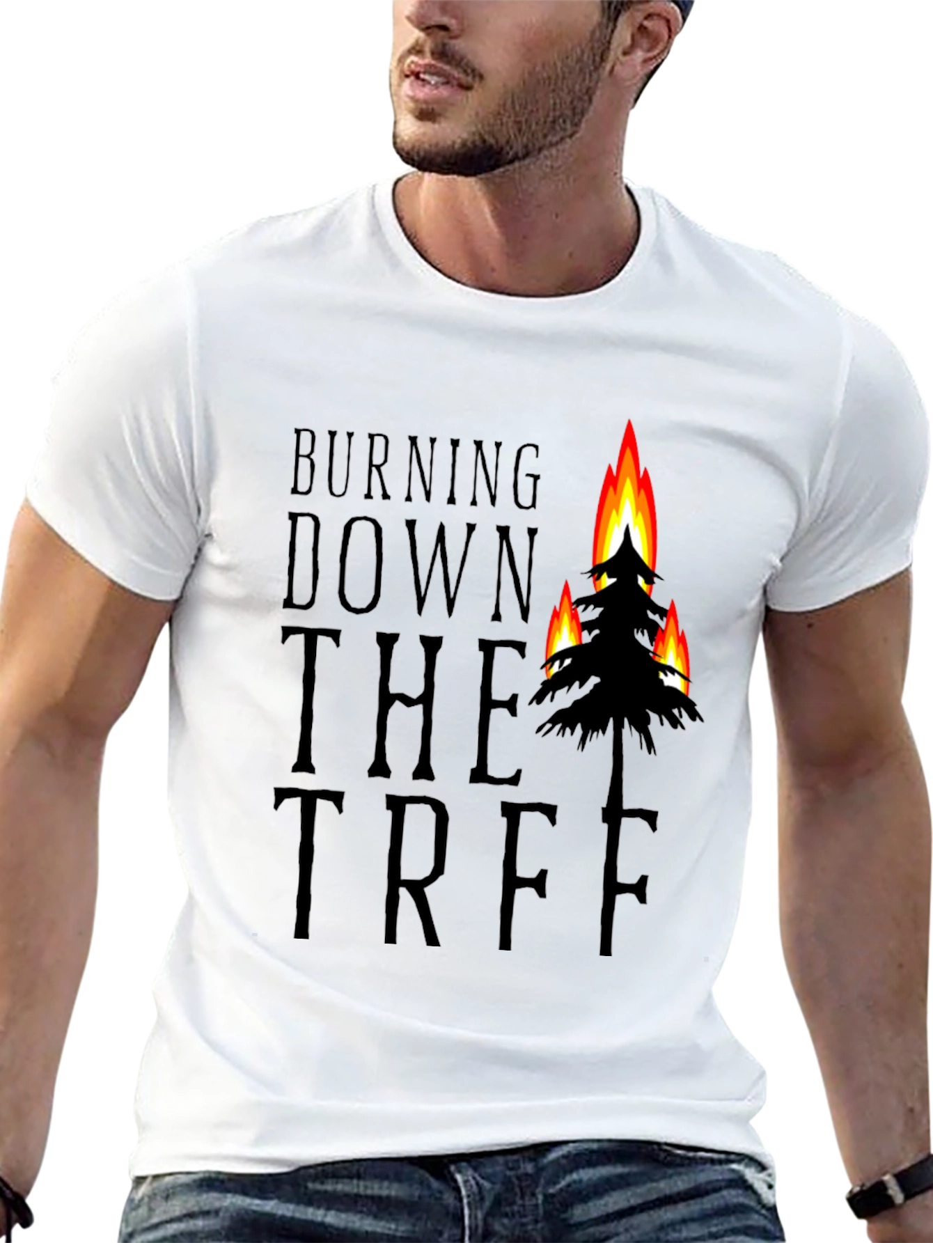 Burning Down the Tree Black Graphic T-Shirt