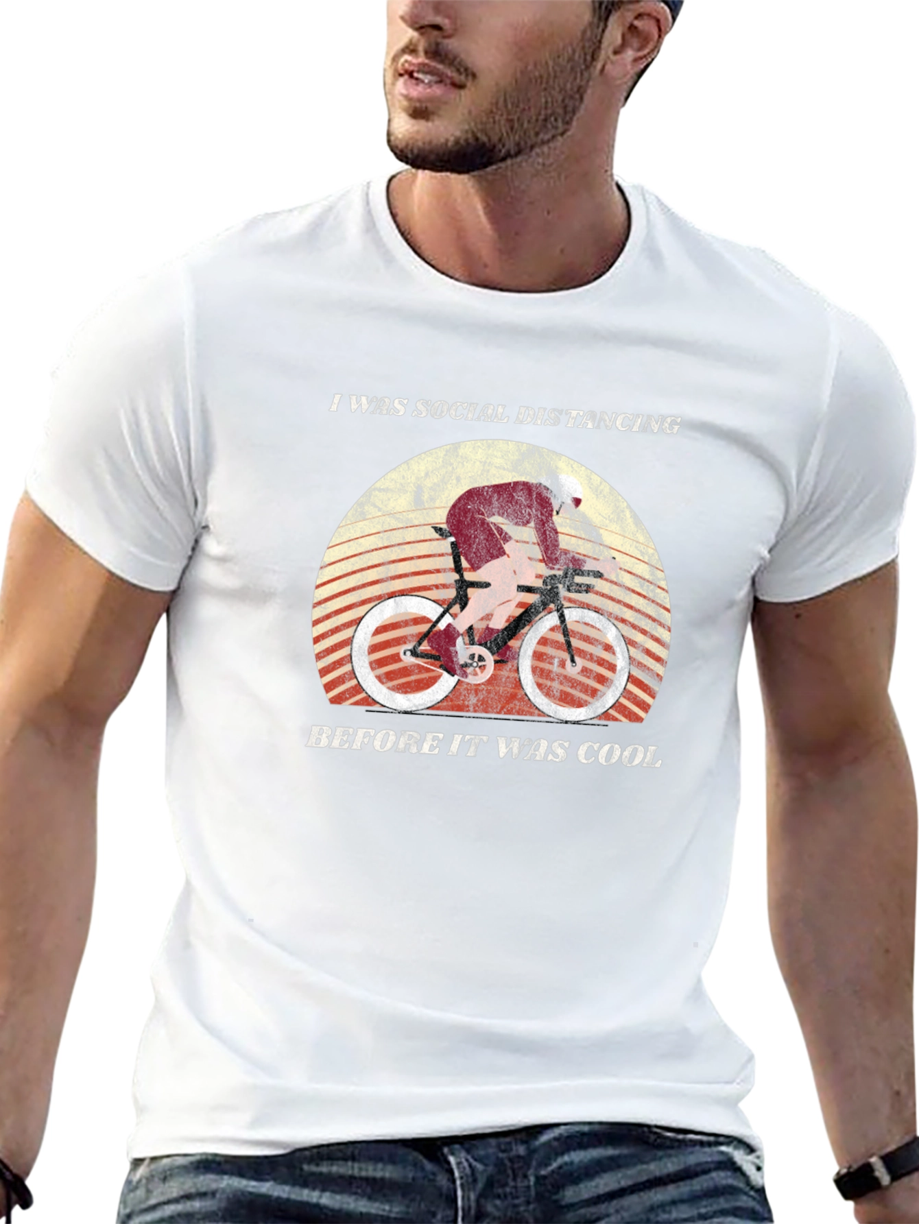 Social Distancing Cyclist Black Graphic Tee