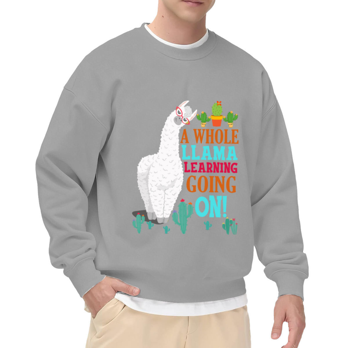 "A WHOLE LLAMA LEARNING GOING ON" Funny Quote - Crewneck Sweatshirt | Llama Lover, Funny Quote, Education Gift
