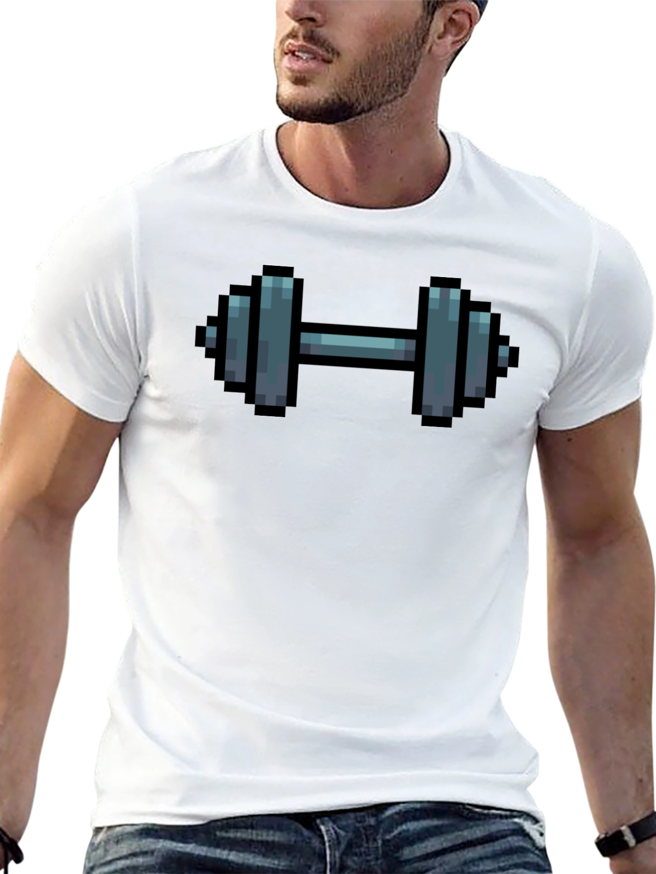 Pixel Dumbbell Black T-Shirt