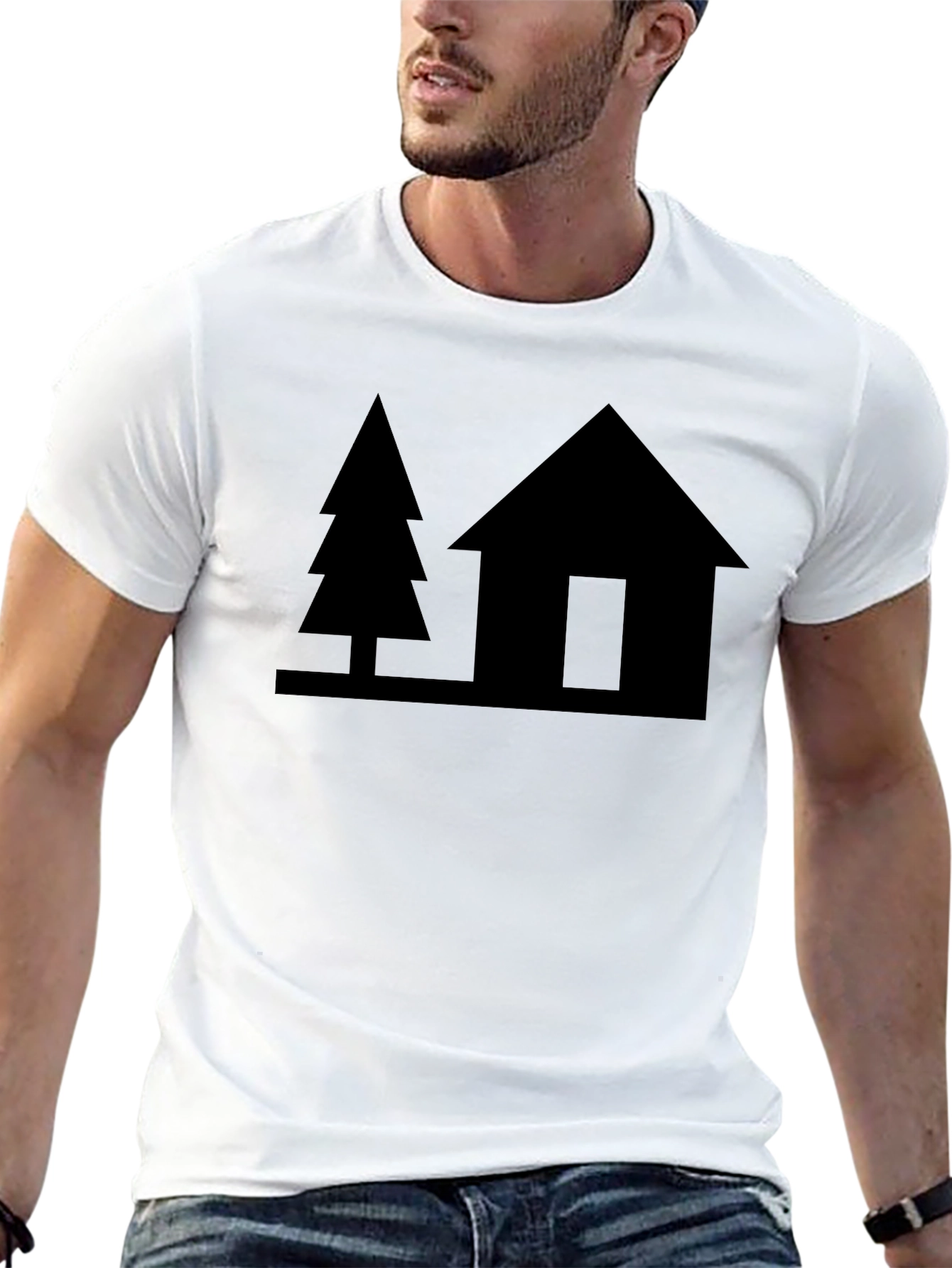 Cabin & Tree Graphic Tee - Solid Black
