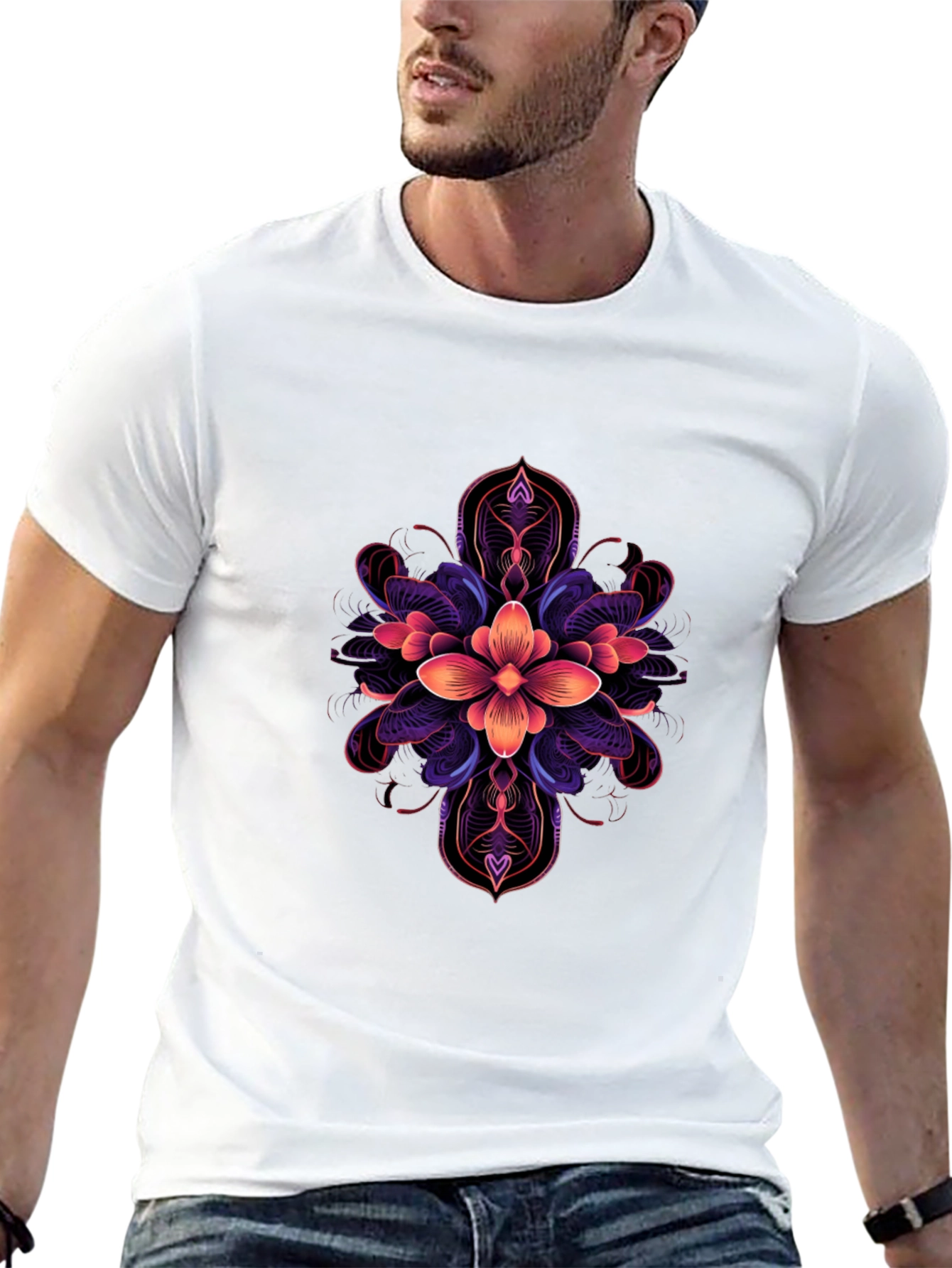 Floral Mandala Graphic Tee - Premium Cotton