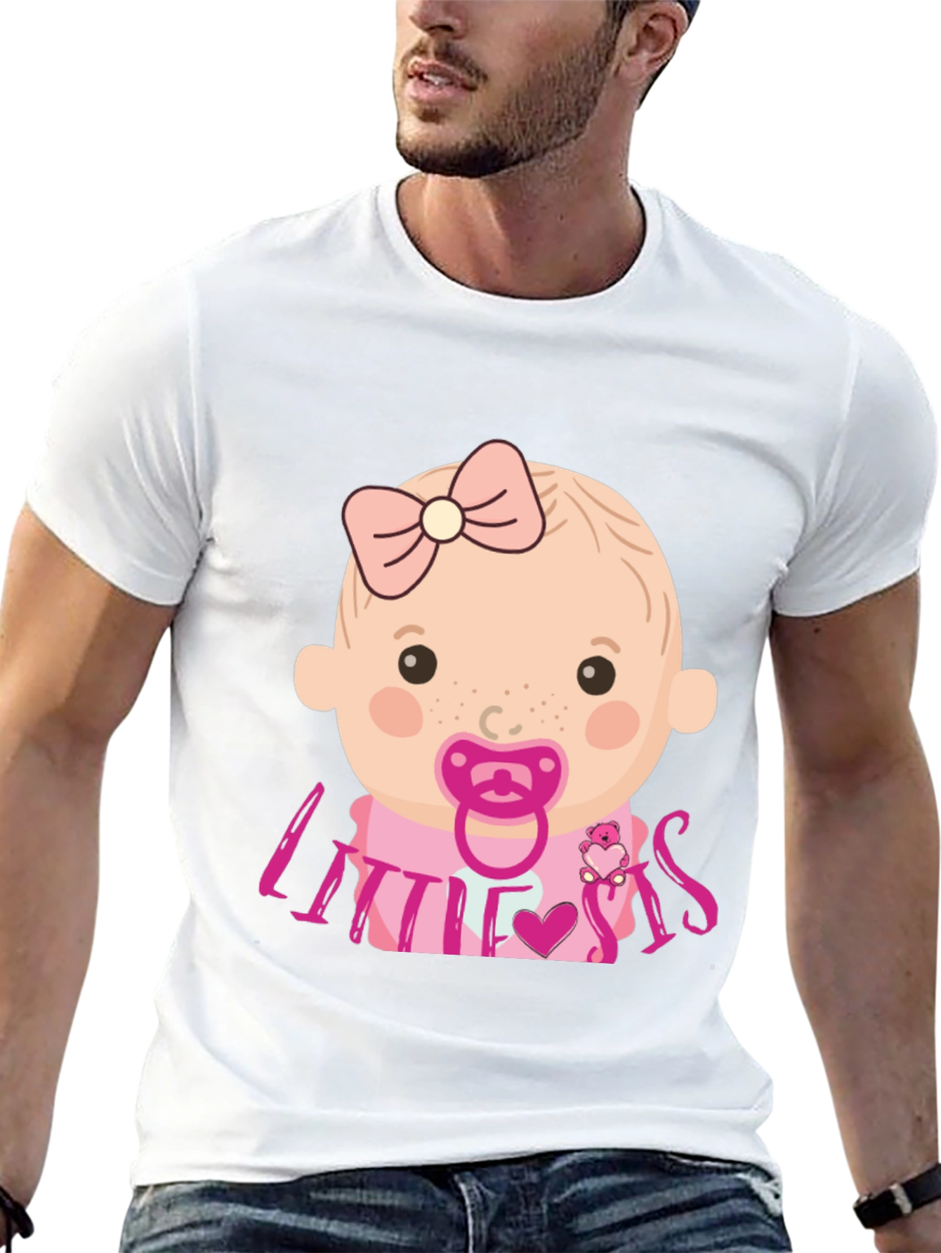 Little Sis Baby Graphic T-Shirt - Black