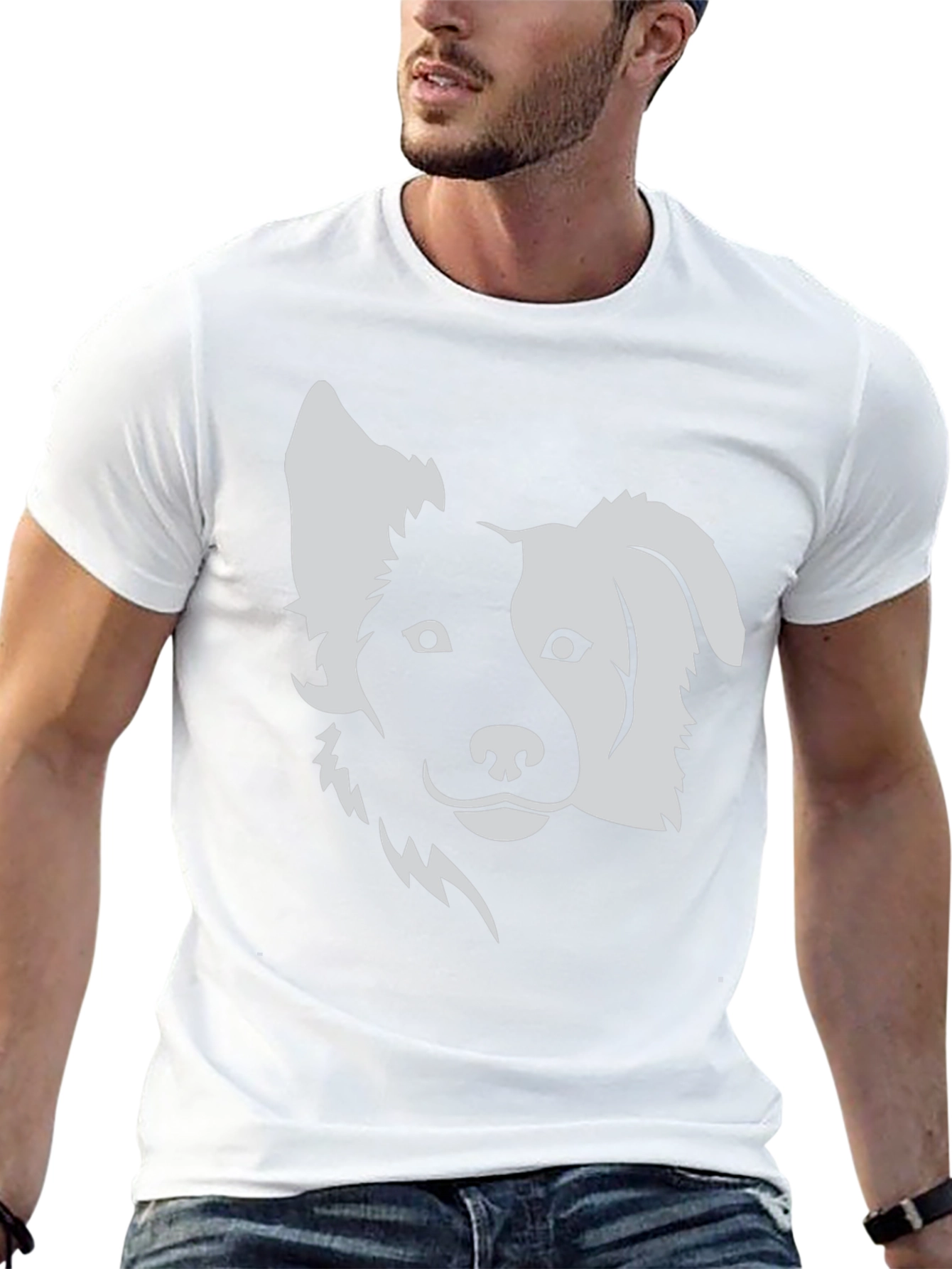 Dog Graphic Tee - Black Cotton Blend T-Shirt