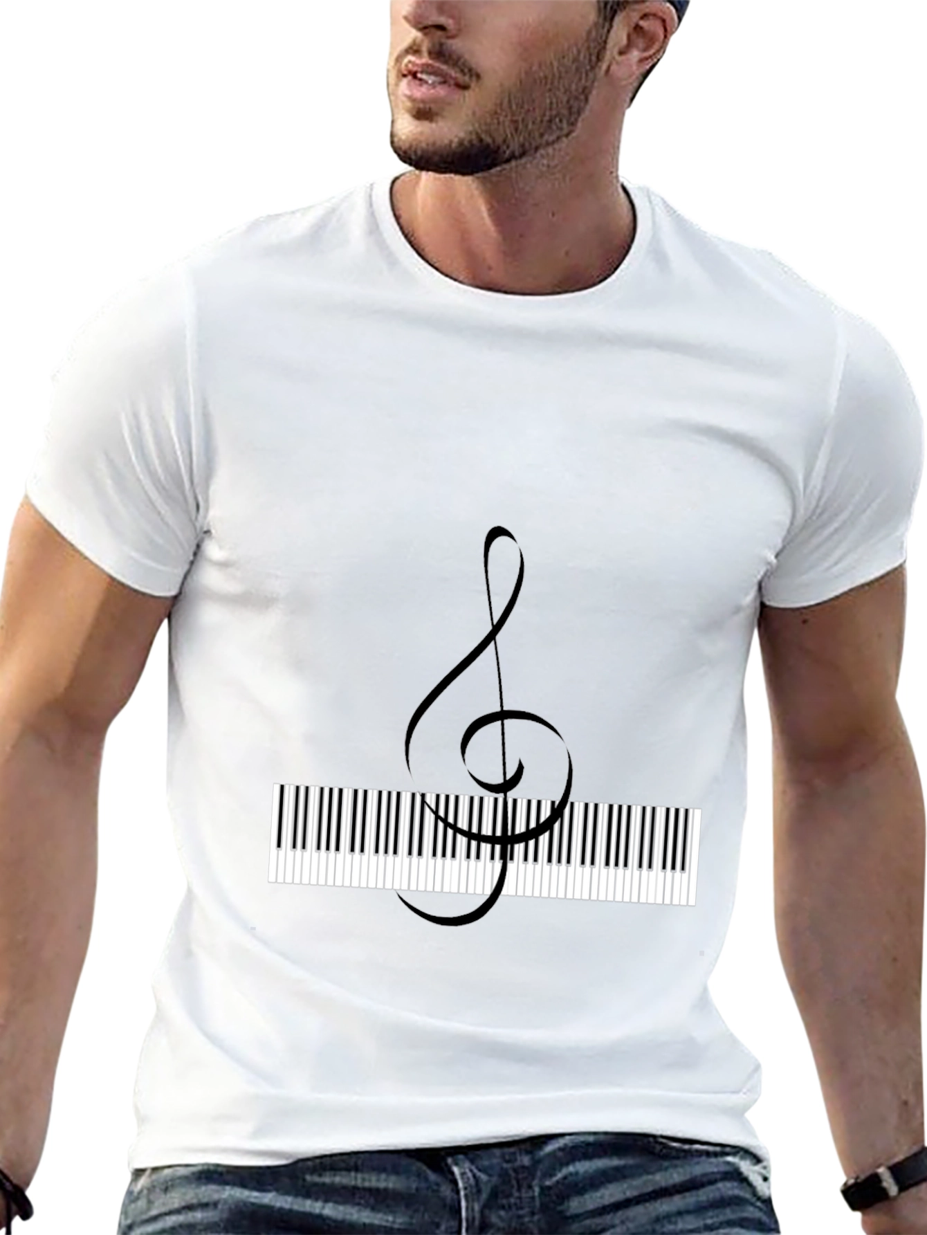 Musical Treble Clef Piano Keys Black T-Shirt