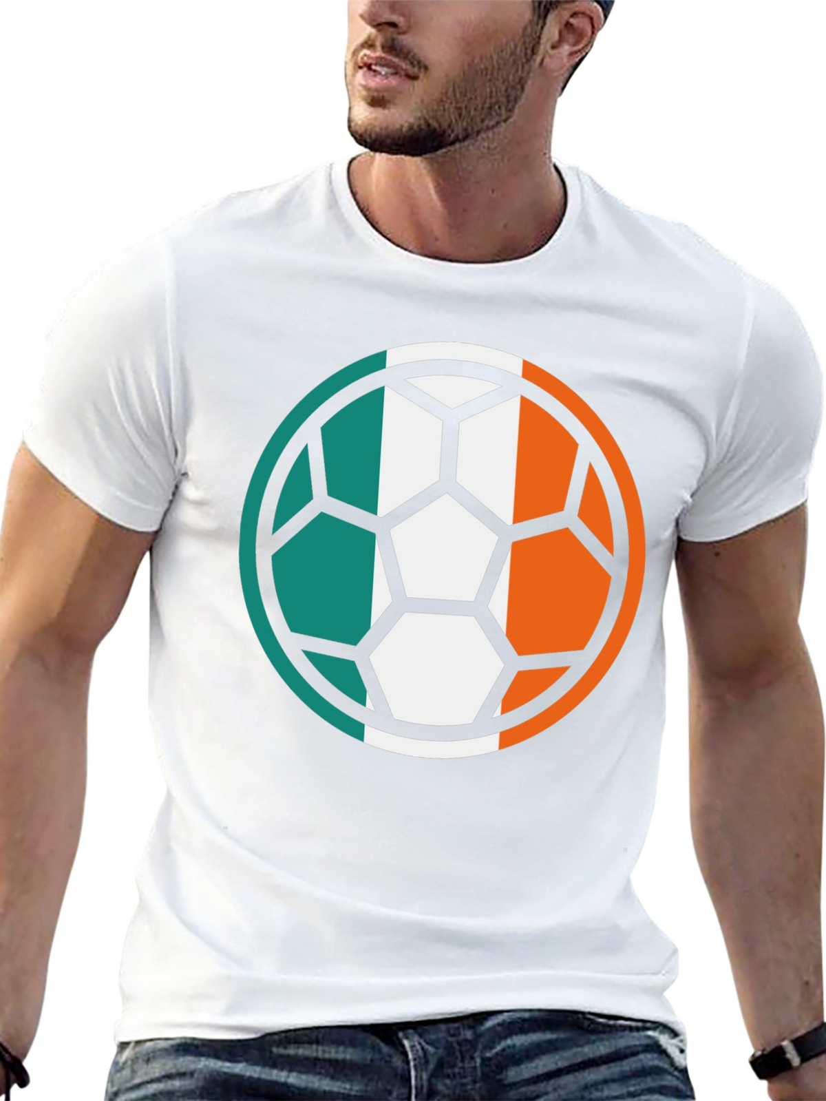 Ireland Flag Soccer Ball Black T-Shirt