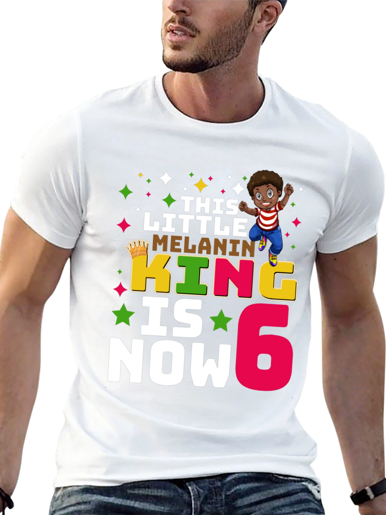 This Little Melanin King is Now 6 Birthday T-Shirt