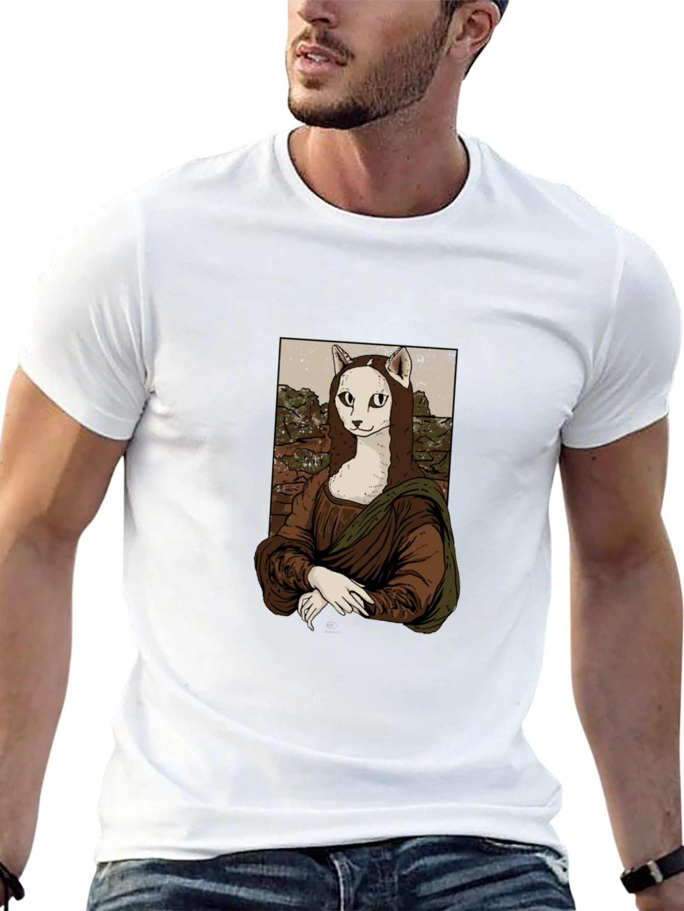 Cat Mona Lisa Graphic T-Shirt