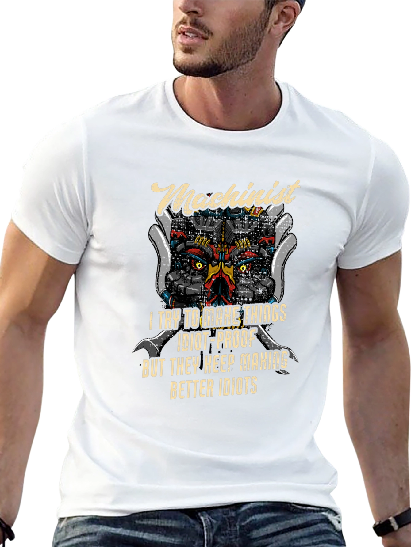 Machinist Robot Humor Graphic T-Shirt