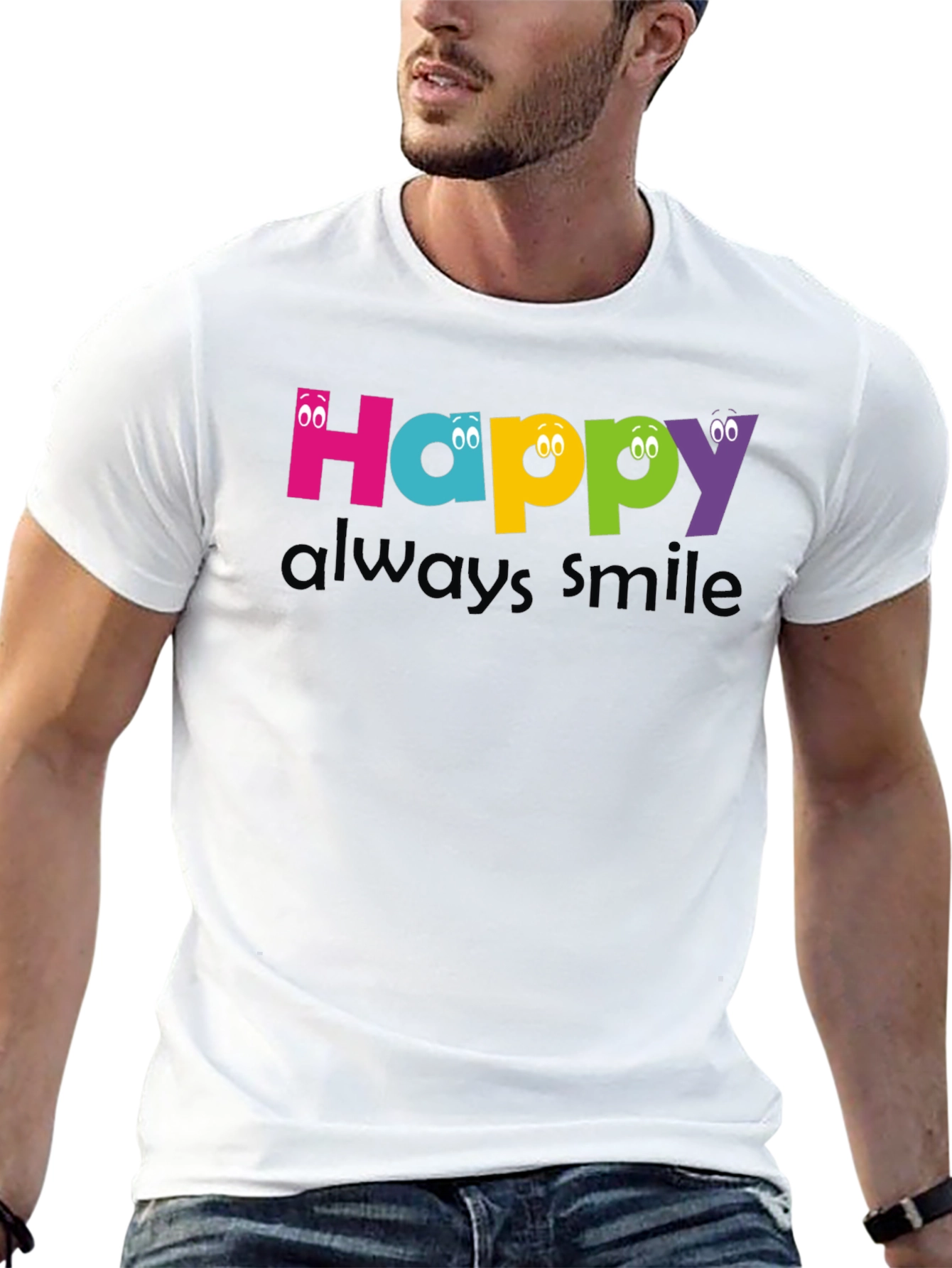 Happy Always Smile Graphic Tee - Black Unisex T-Shirt