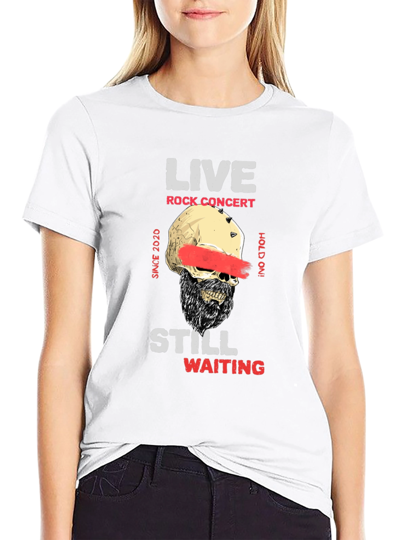 Live Rock Concert Skull Graphic T-Shirt