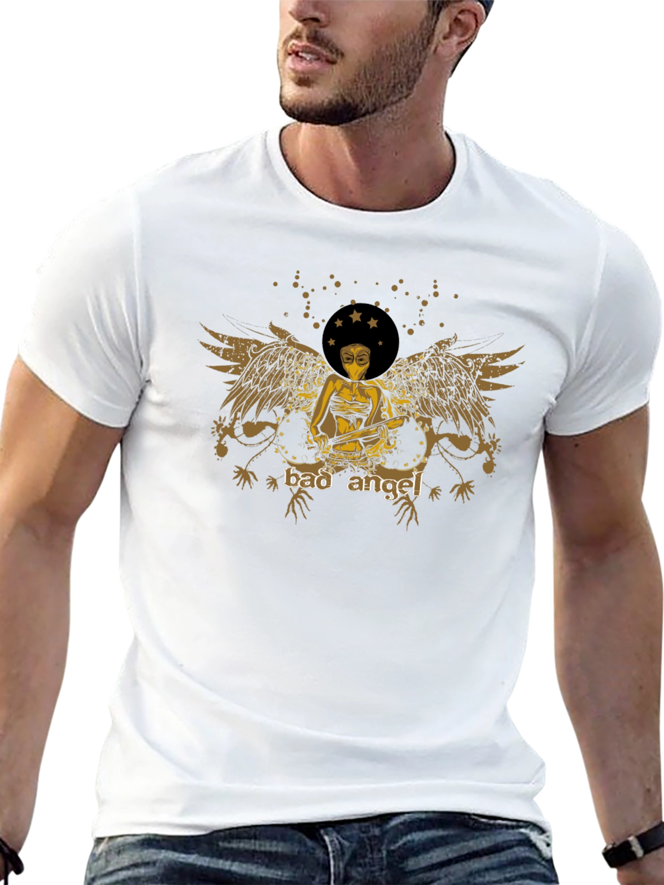 Bad Angel Graphic Print Black Tee