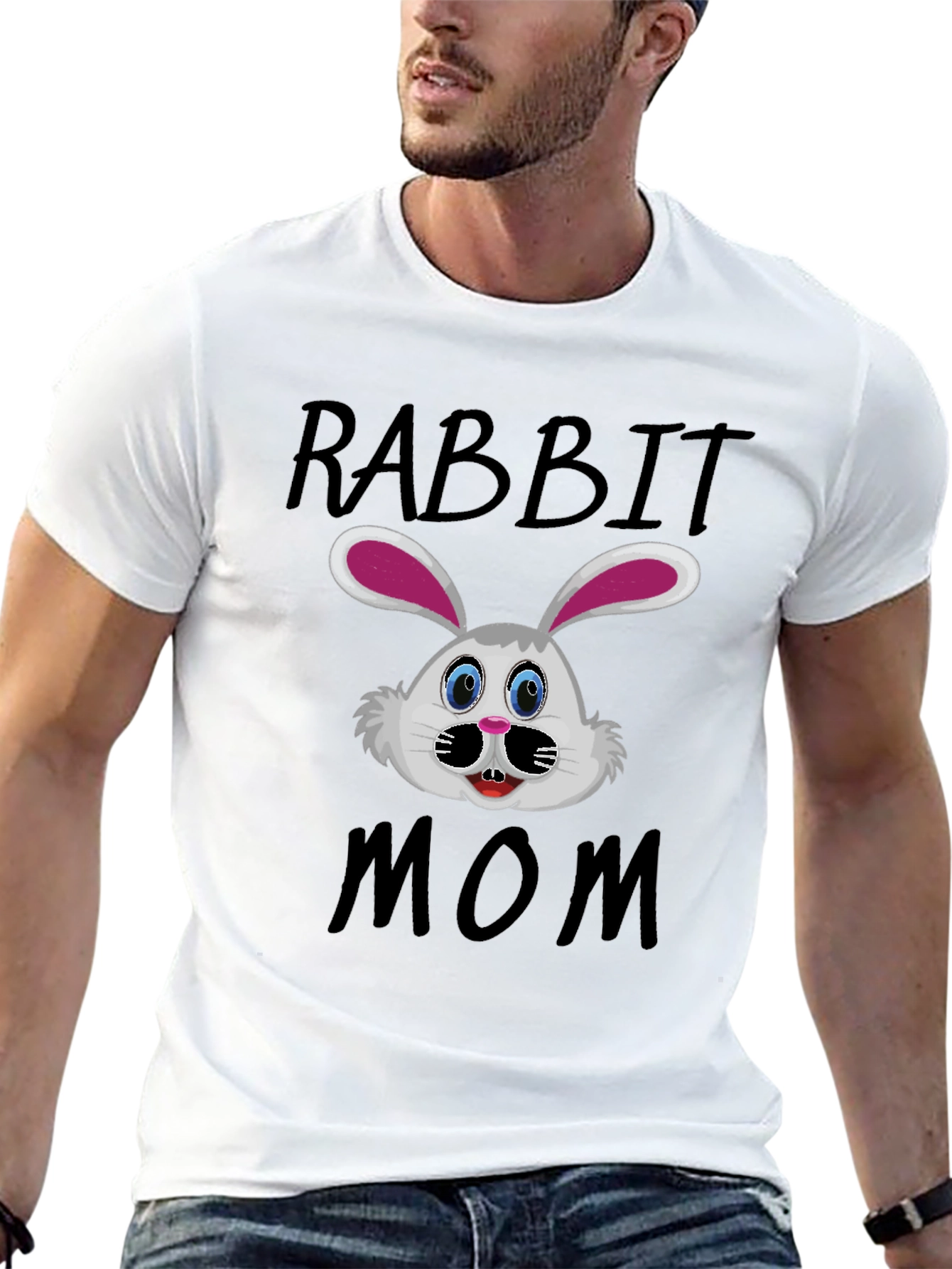 Rabbit Mom Graphic T-Shirt - Cute Bunny Design