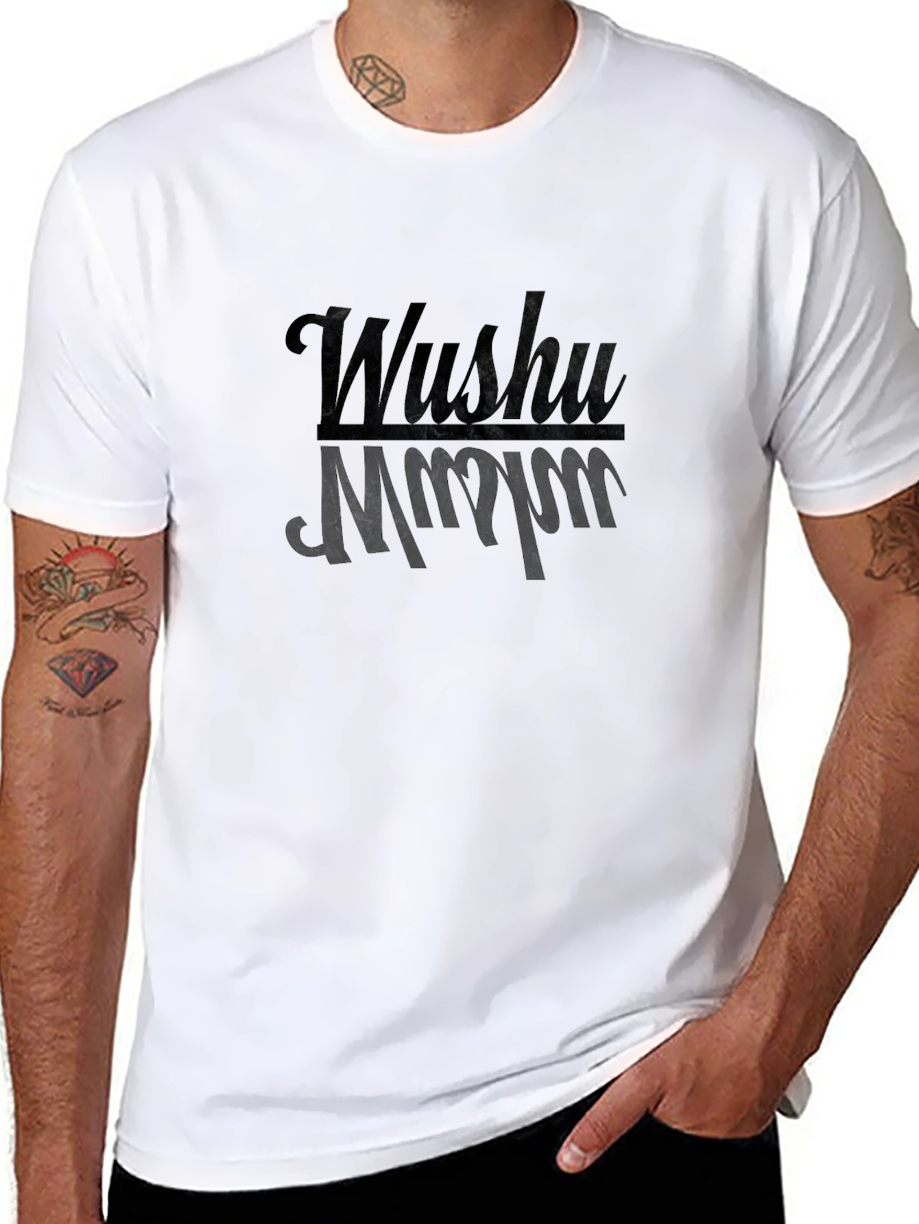 Wushu Graphic Print Black T-Shirt
