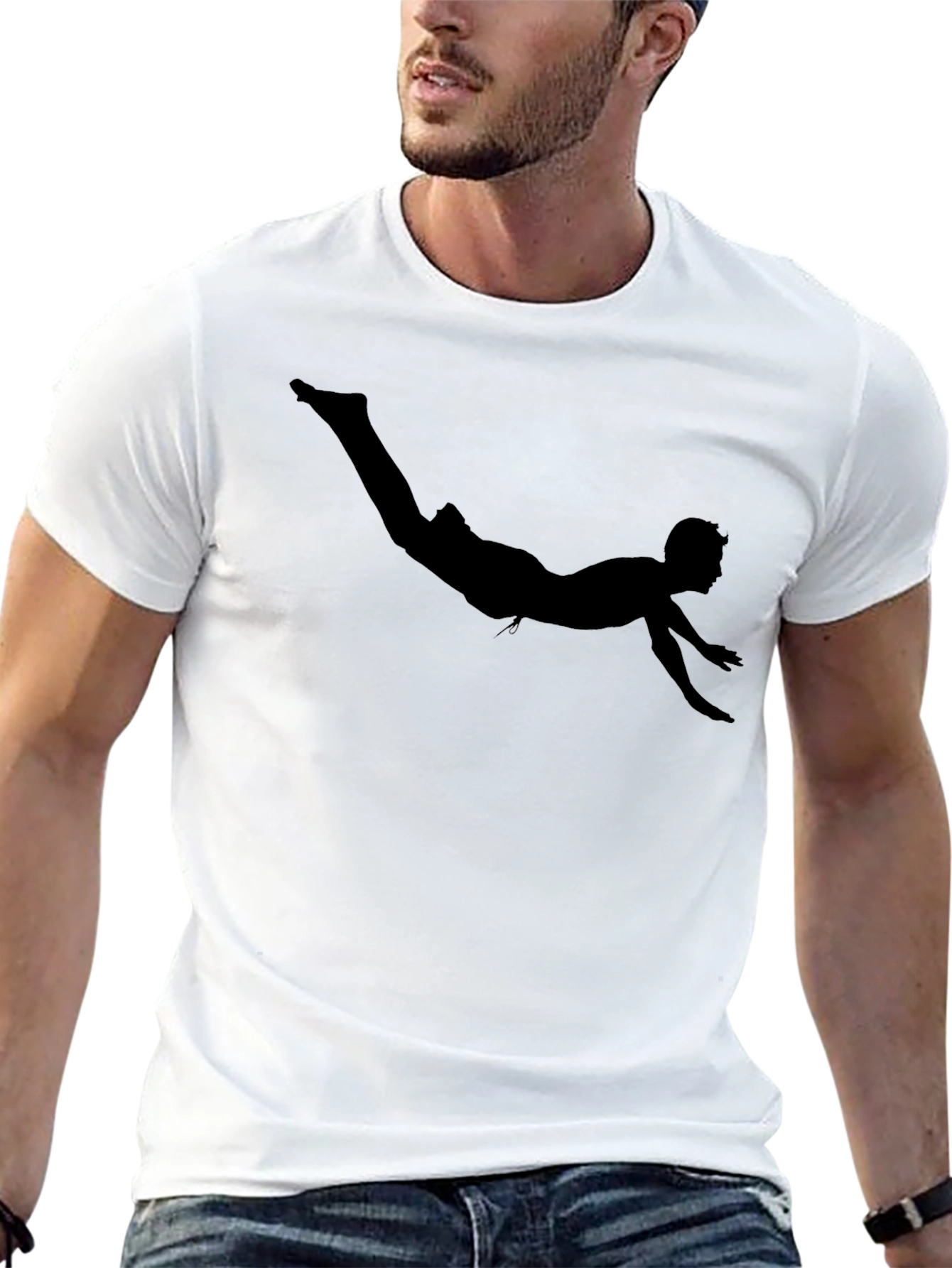 Diver Silhouette Graphic Tee - Black Cotton T-Shirt