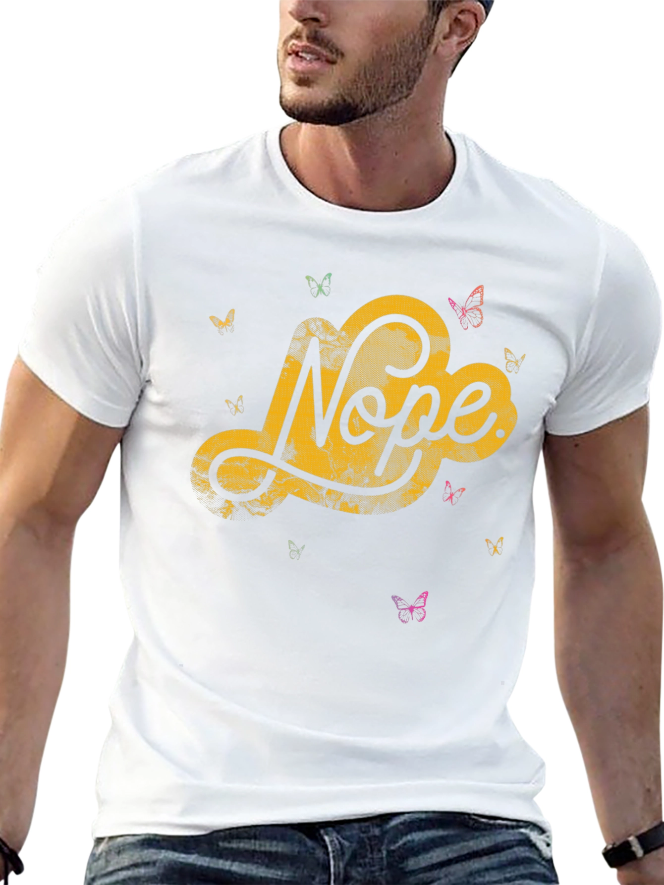 Nope Butterfly Graphic Tee - Trendy Casual Shirt