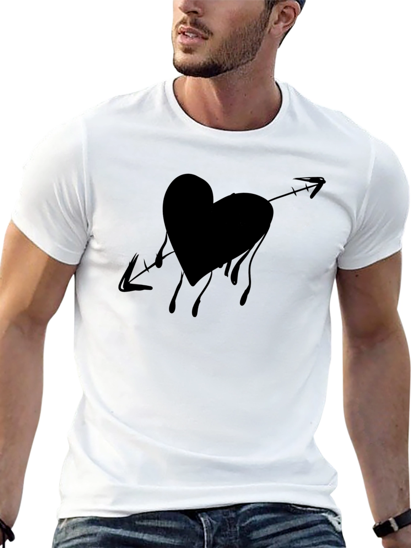 Bleeding Heart Arrow Graphic Tee - Casual Black T-Shirt